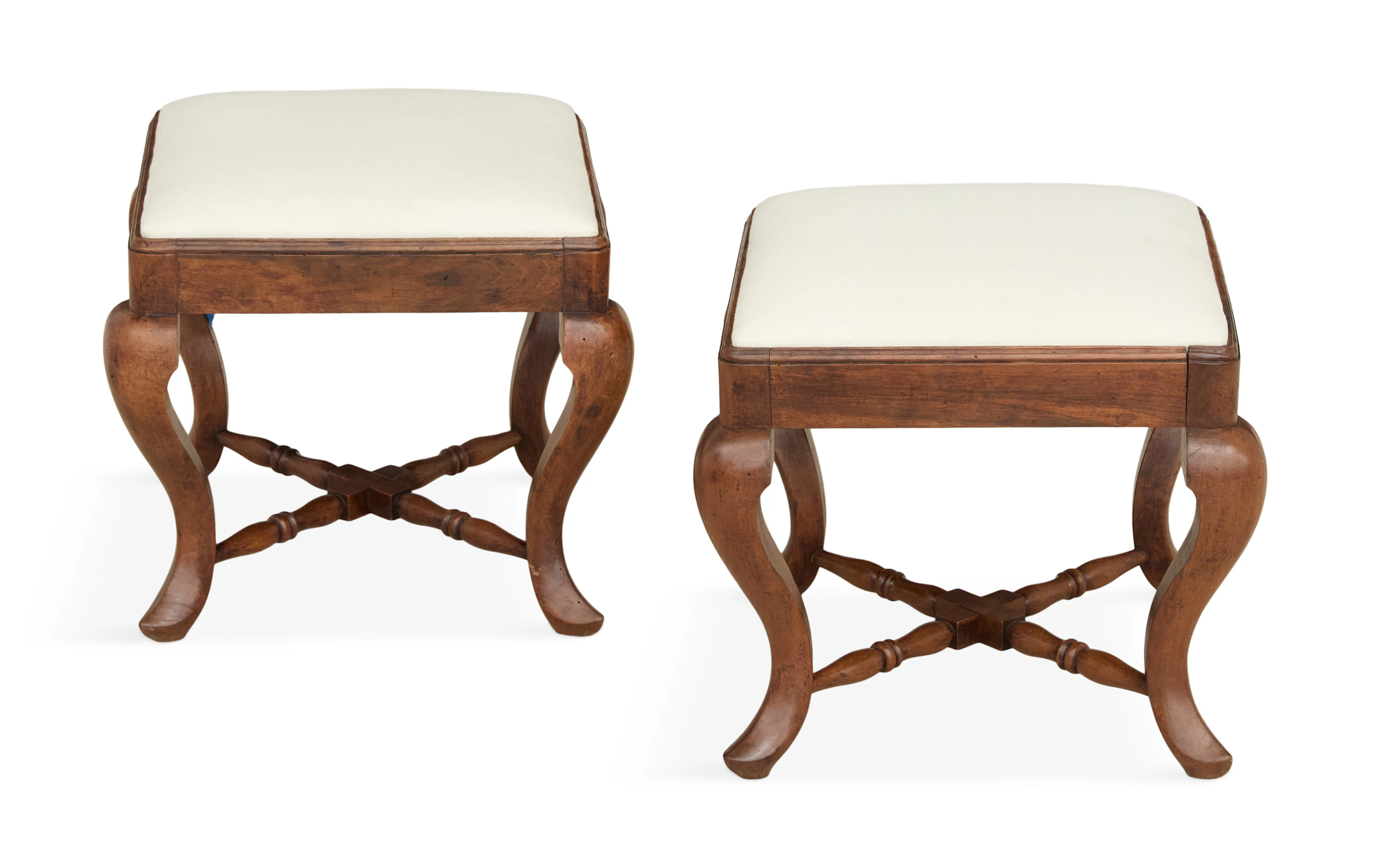 Pair of Italian Walnut Footstools
