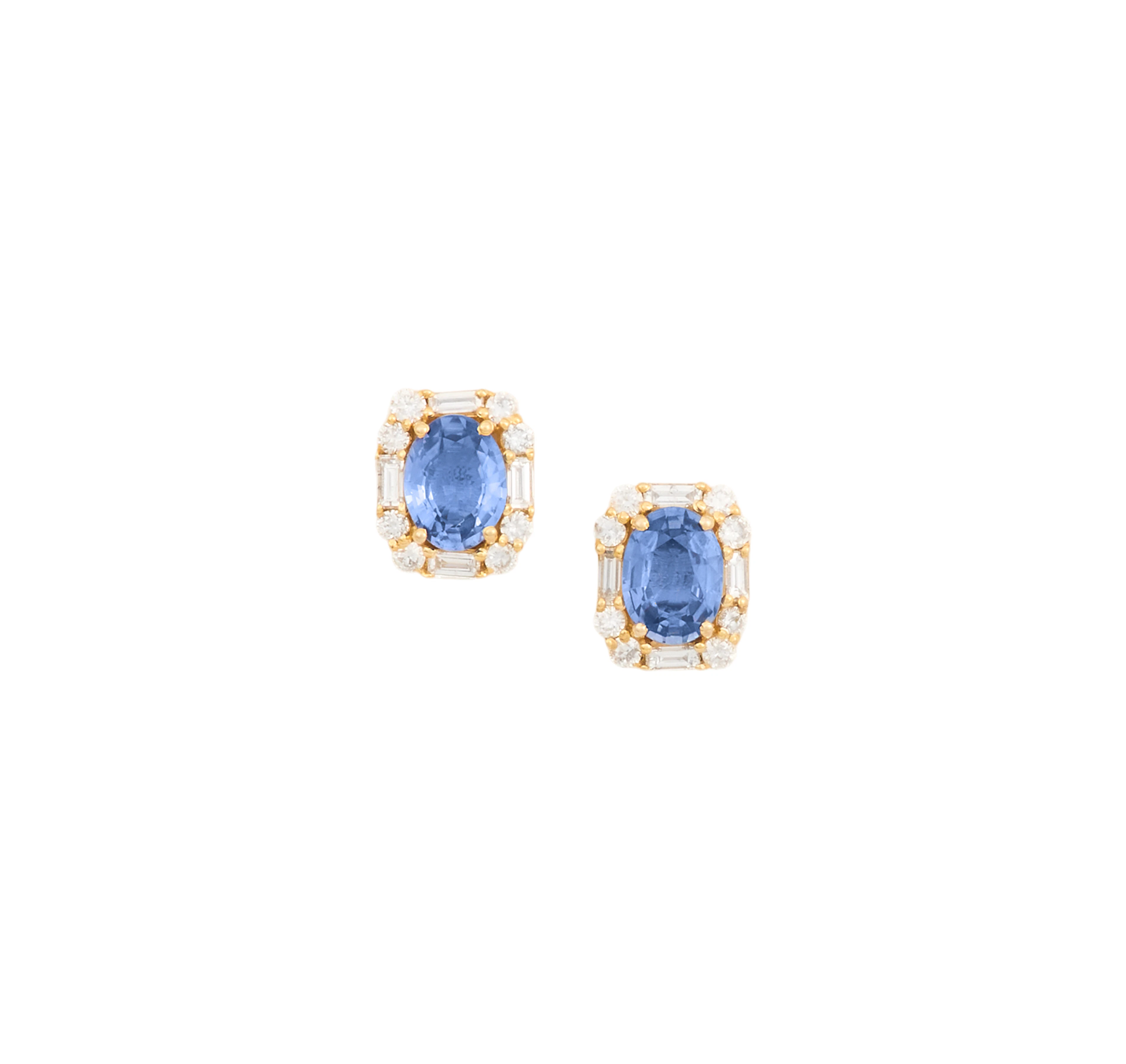 Pair of Sapphire and Diamond Earrings