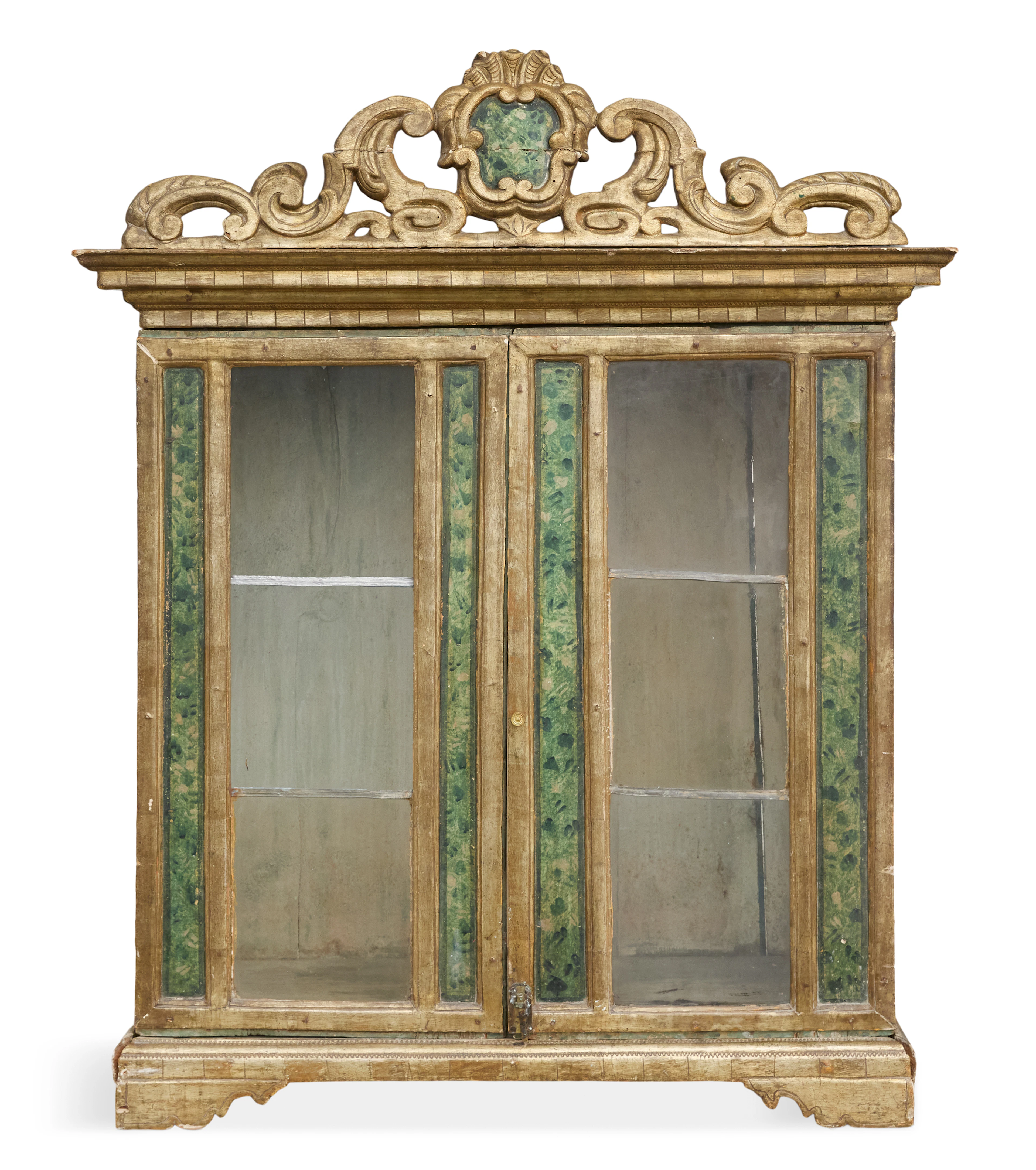 Italian Polychrome and Faux-Marbre Wood Vitrine