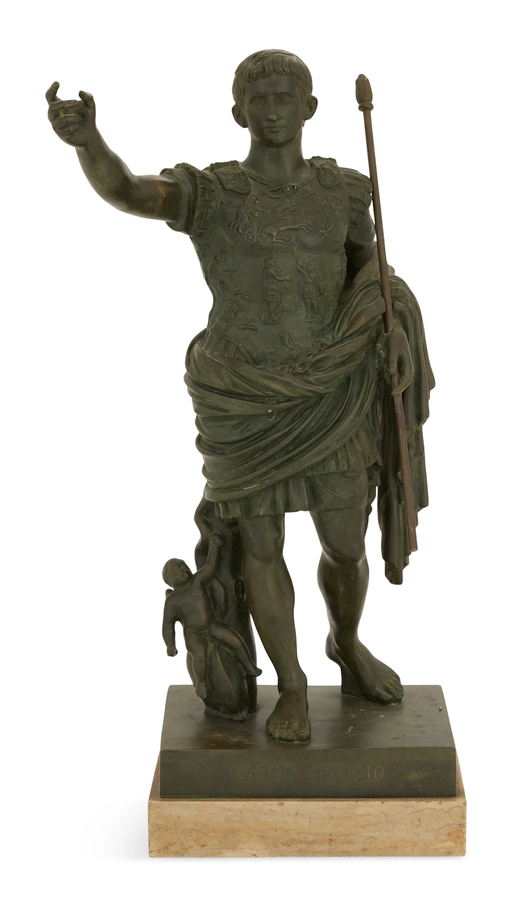 Italian Grand Tour Patinated Bronze Figure of Caesar Augustus