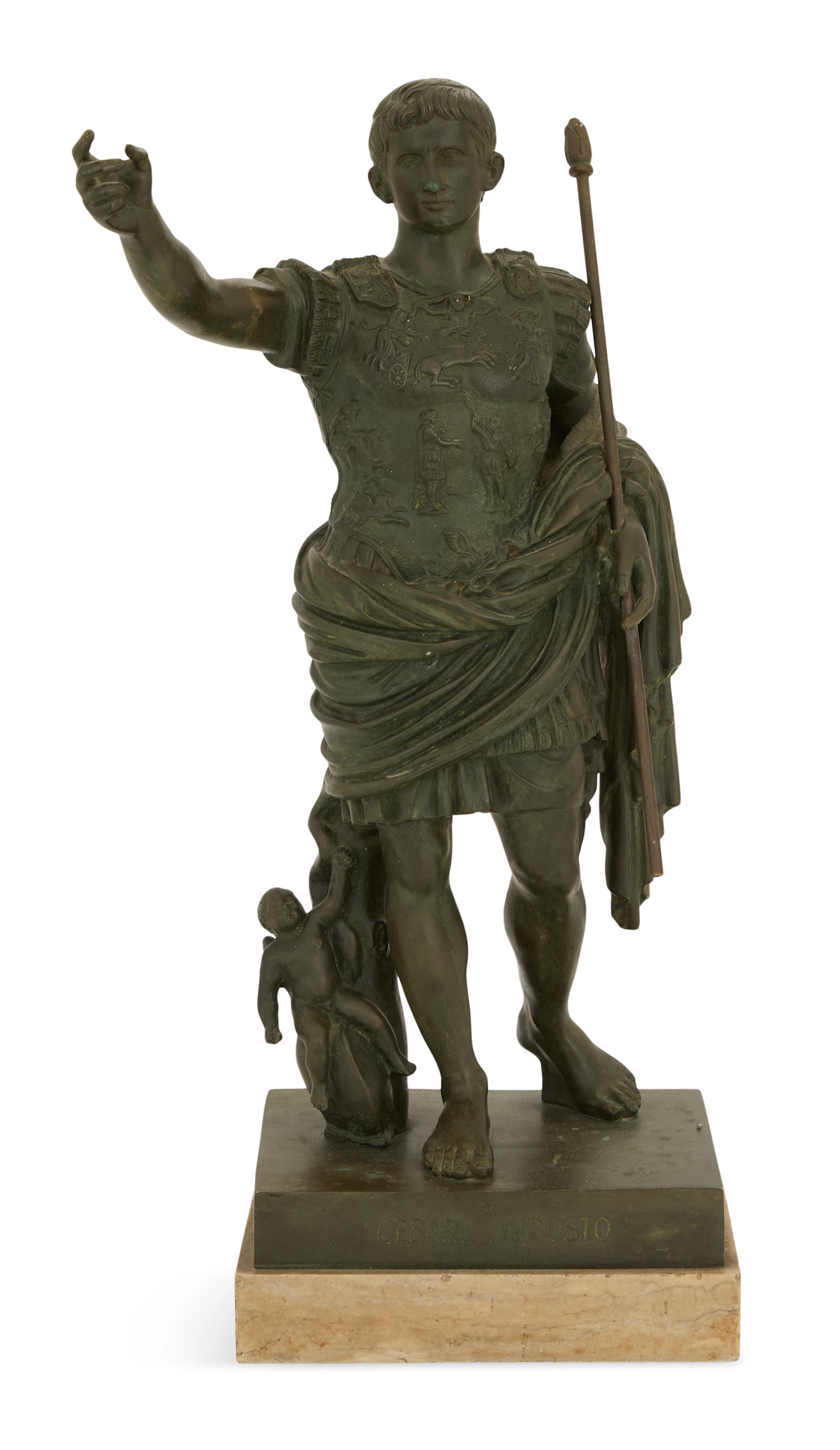 Italian Grand Tour Patinated Bronze Figure of Caesar Augustus