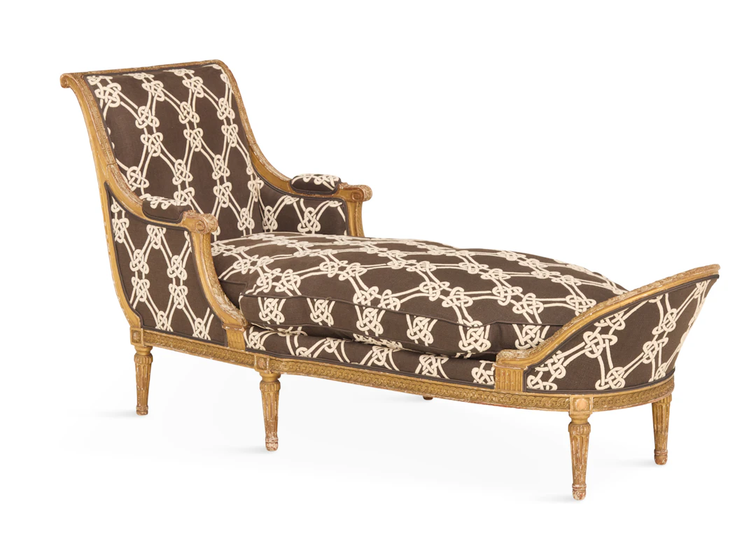 Louis XVI-Style Giltwood Chaise Lounge