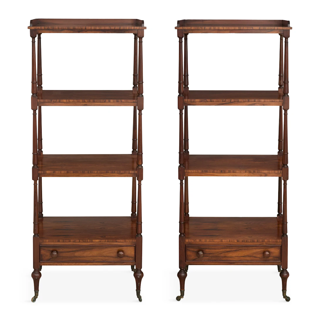 Pair of Regency-Style Rosewood Four-Tier Etageres