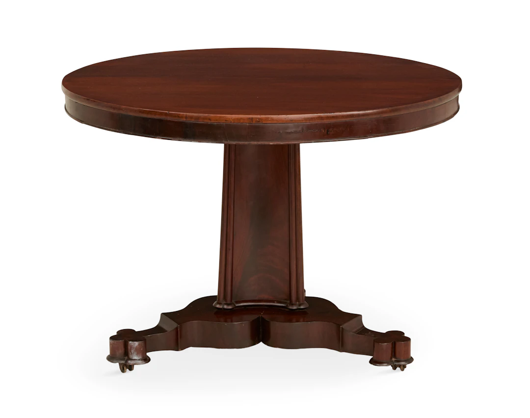 Unusual American Late Classical Mahogany Tilt-Top Table