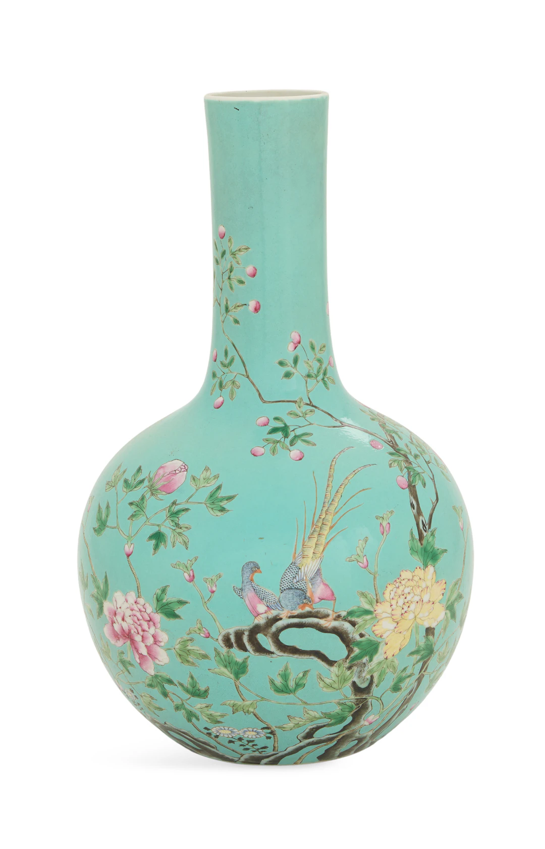 Chinese Export Famille Rose Porcelain Bottle Vase