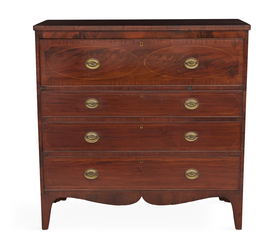 American Late Federal Mahogany Inlaid Chest of Drawers