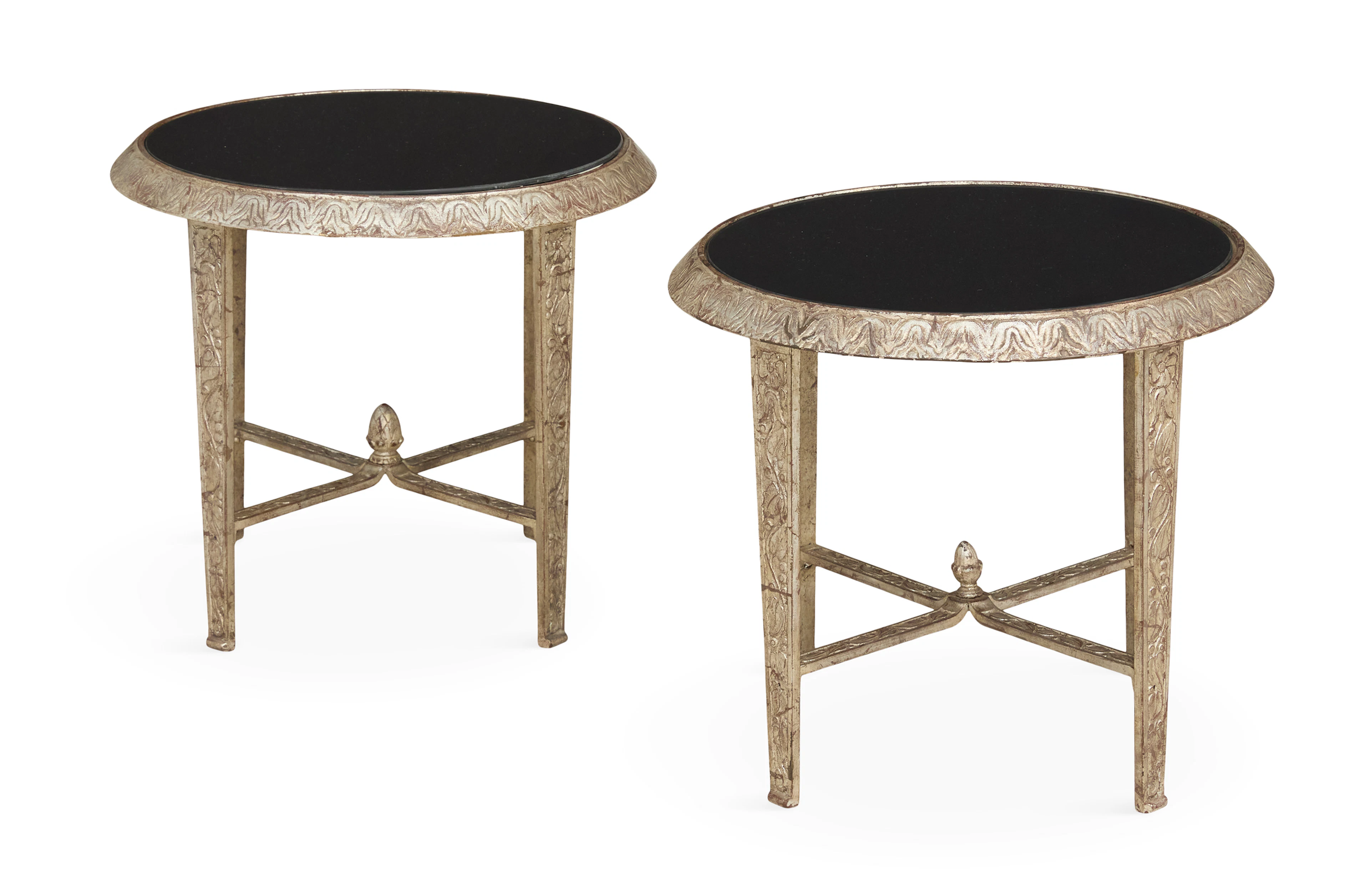 Pair of Art Deco Silvered Cast-Iron Side Tables