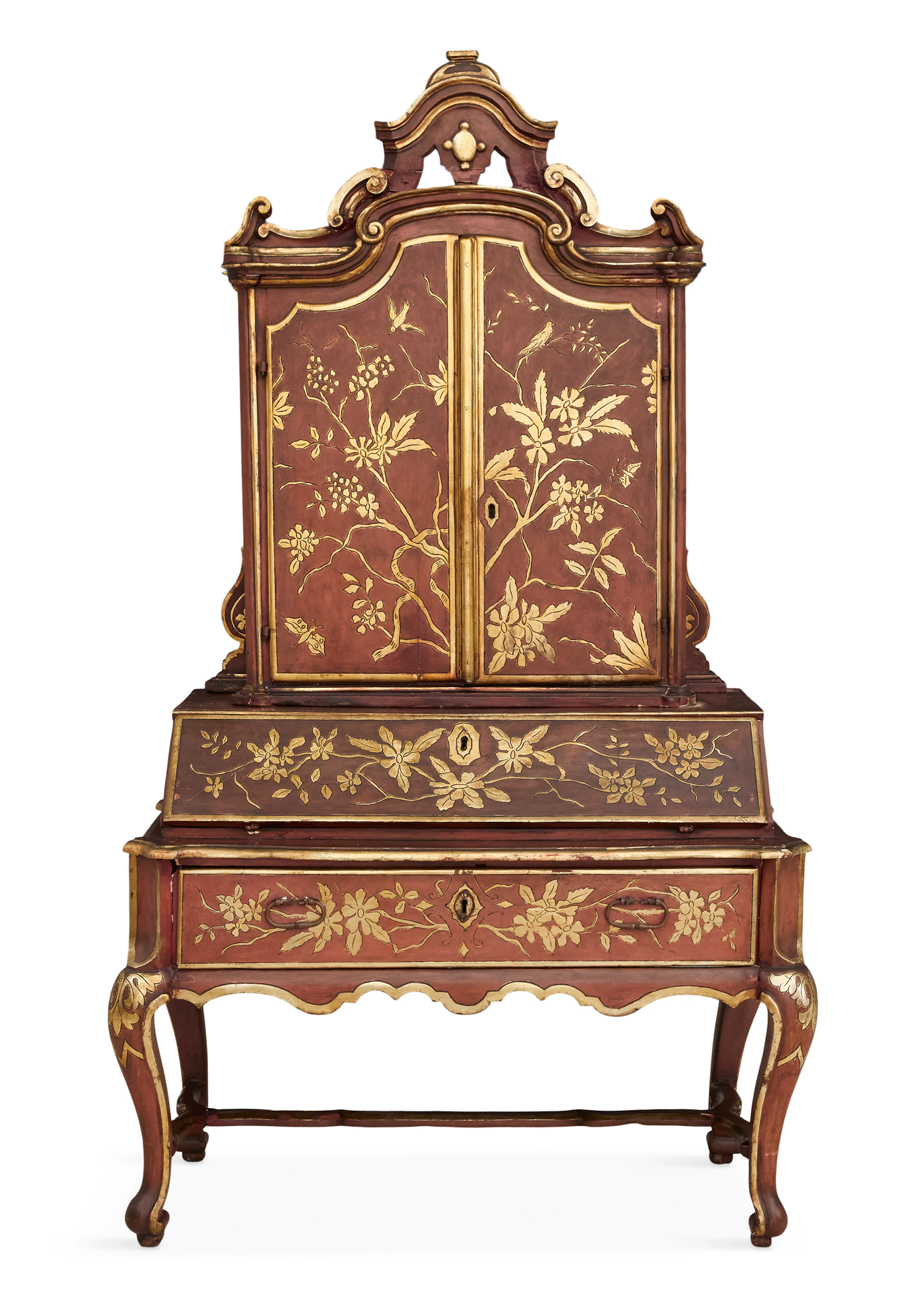 Venetian Lacquered and Parcel-Gilt Secretary