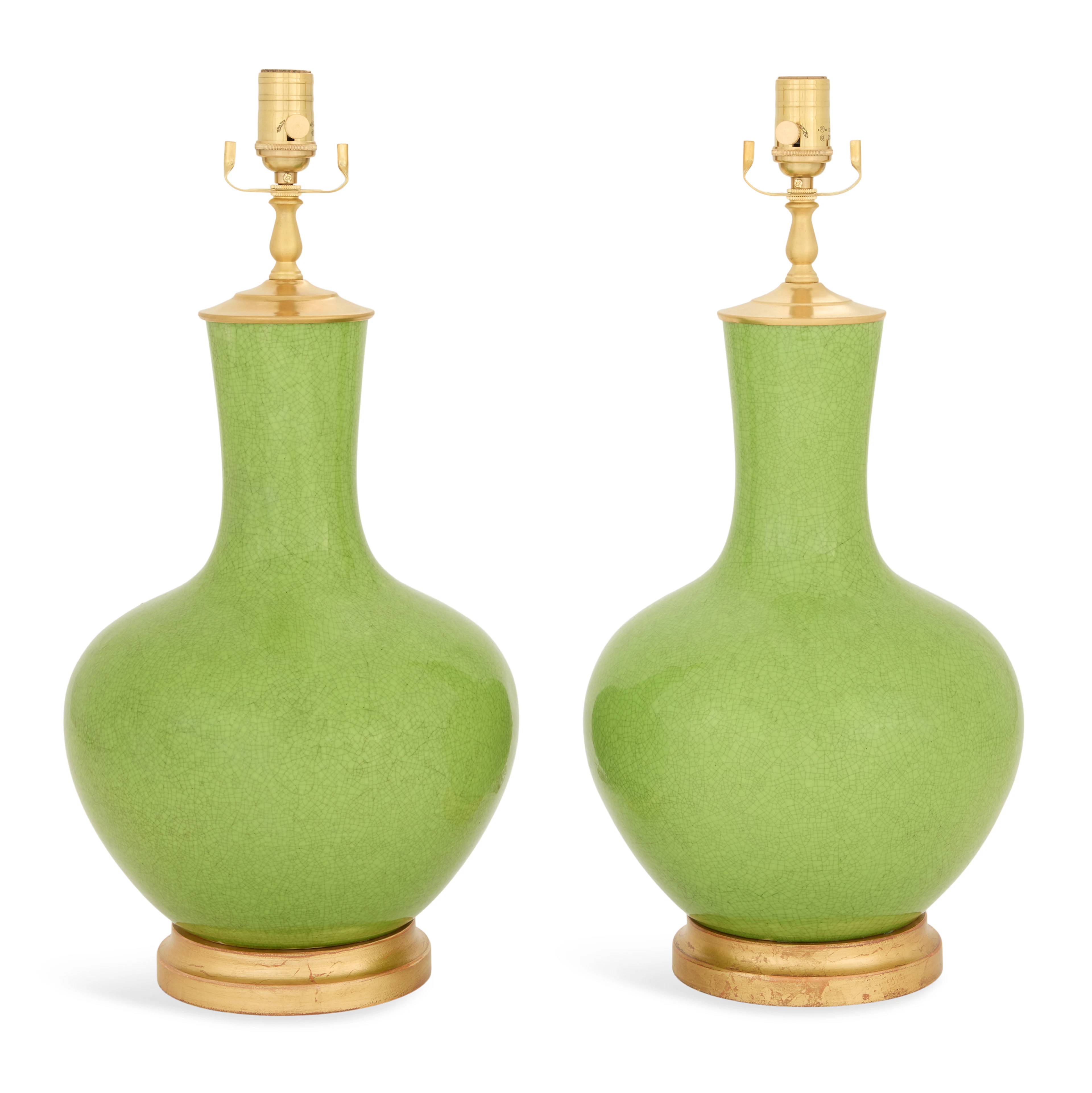 Pair of Chinese Porcelain Bottle Vase Lamps