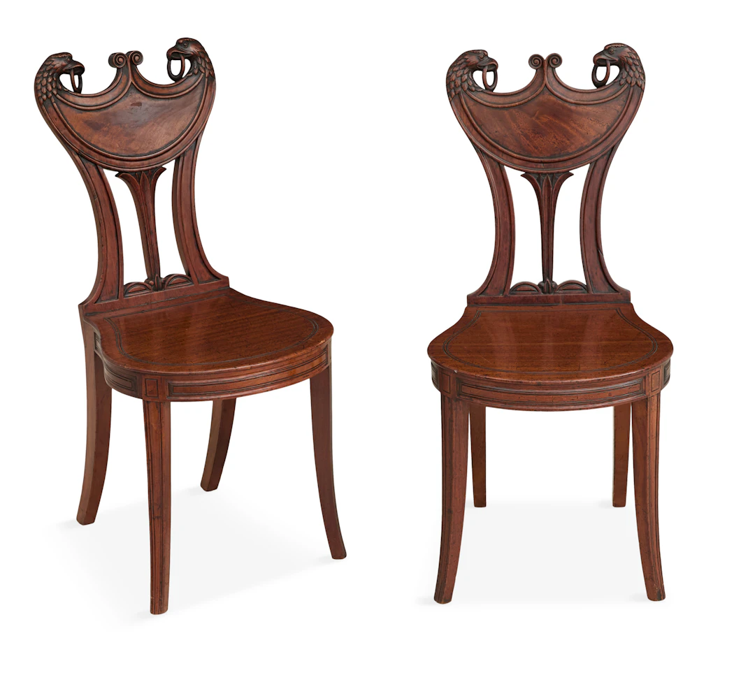 Pair of William IV Carved Mahogany Hall Chairs