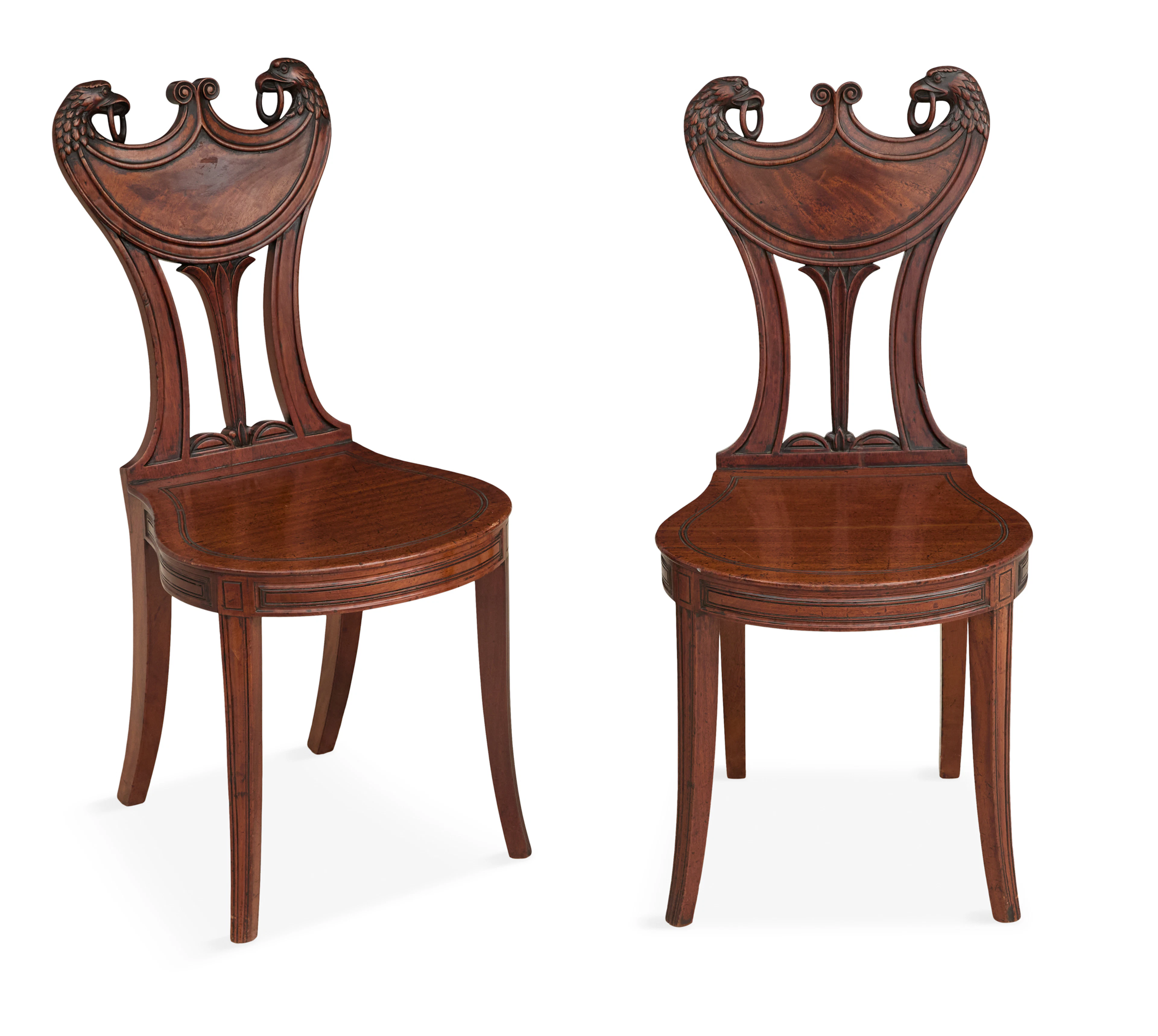 Pair of William IV Carved Mahogany Hall Chairs