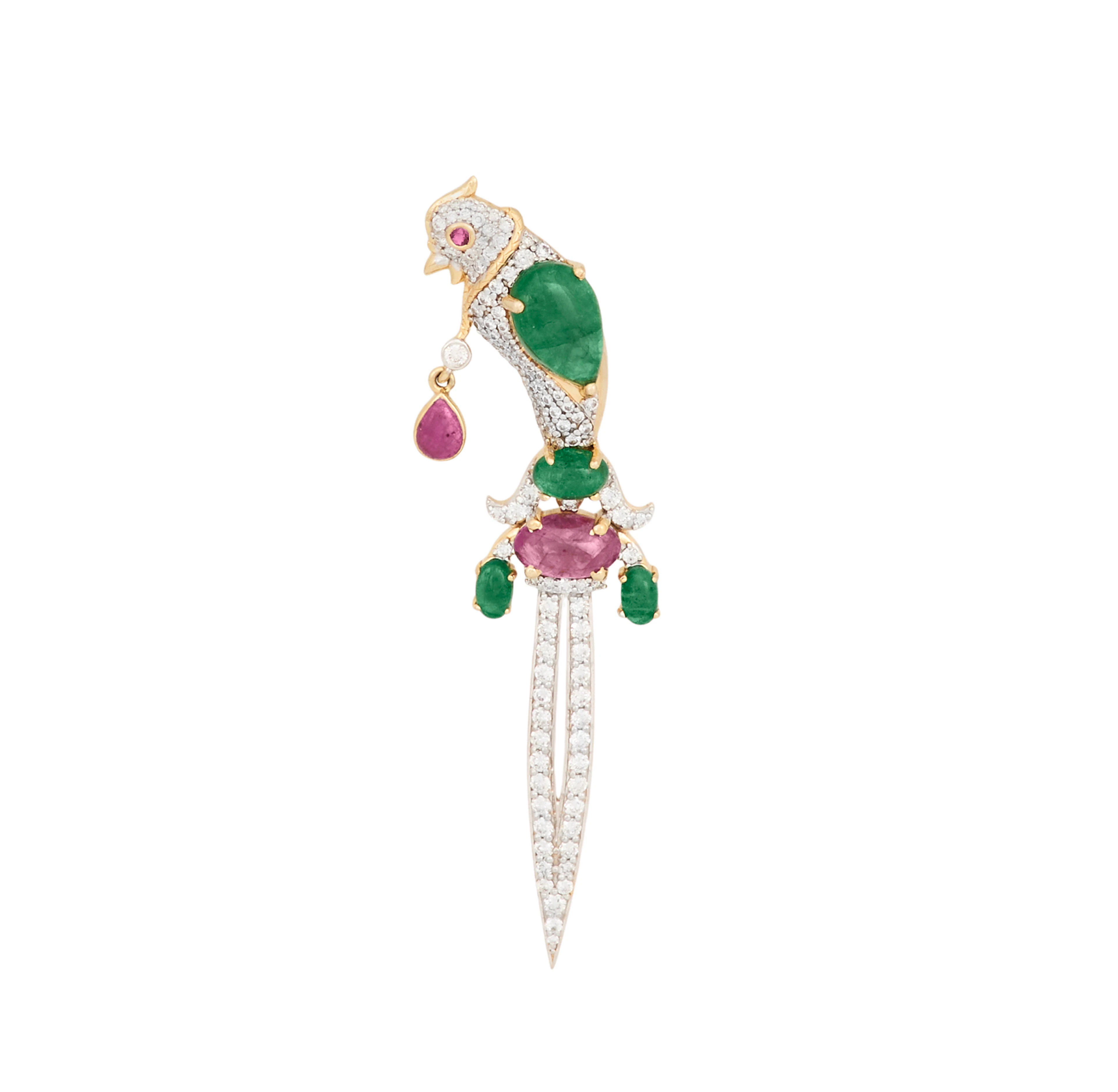 Art Deco-Style Gem-Set Bird Brooch