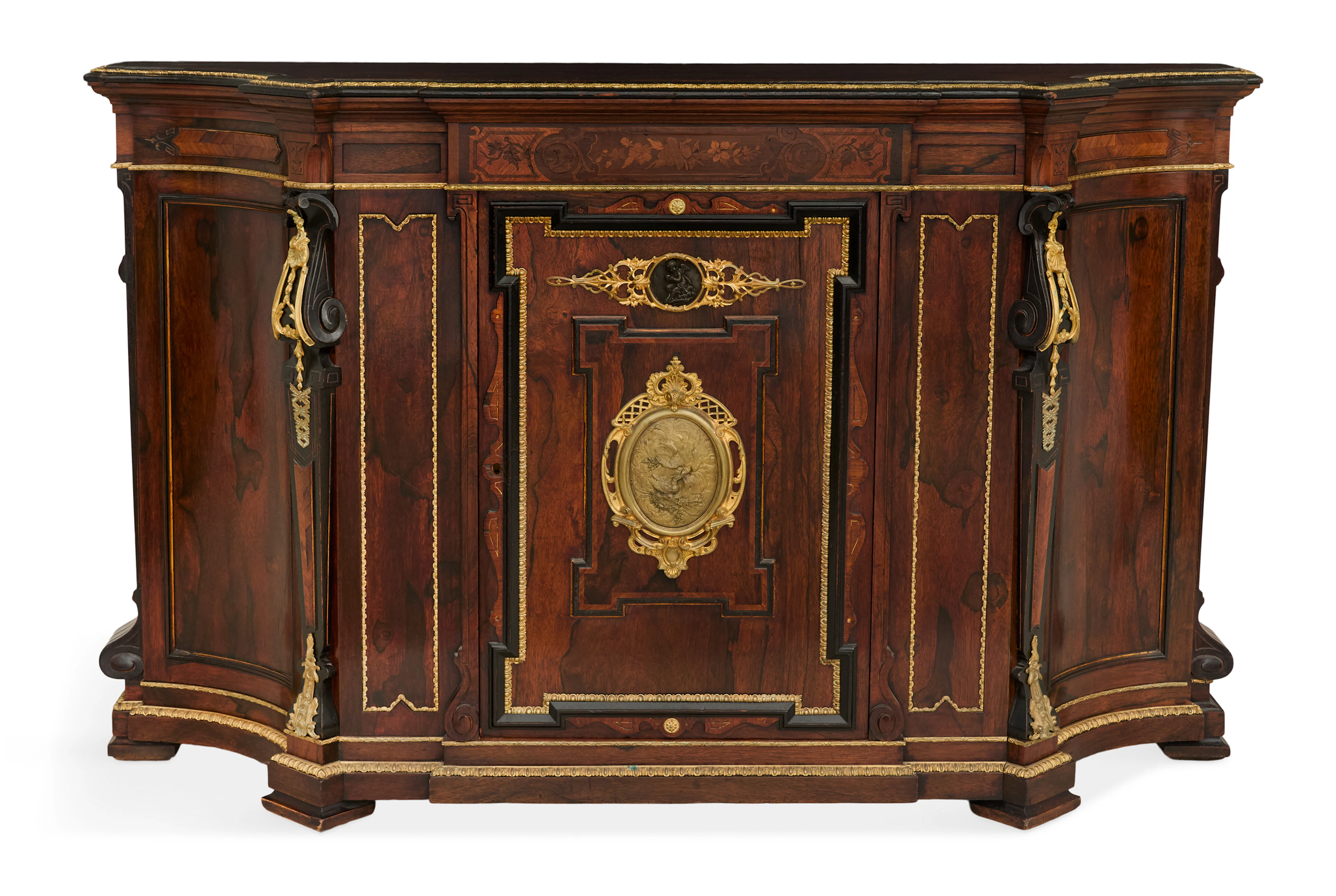 American Renaissance Revival Bronze-Mounted Rosewood Parlor Cabinet