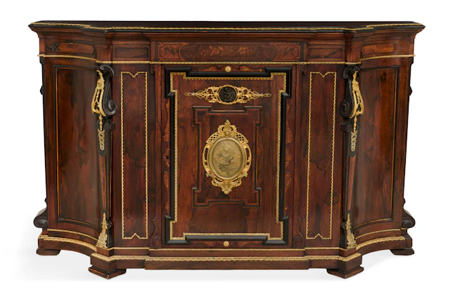 American Renaissance Revival Bronze-Mounted Rosewood Parlor Cabinet
