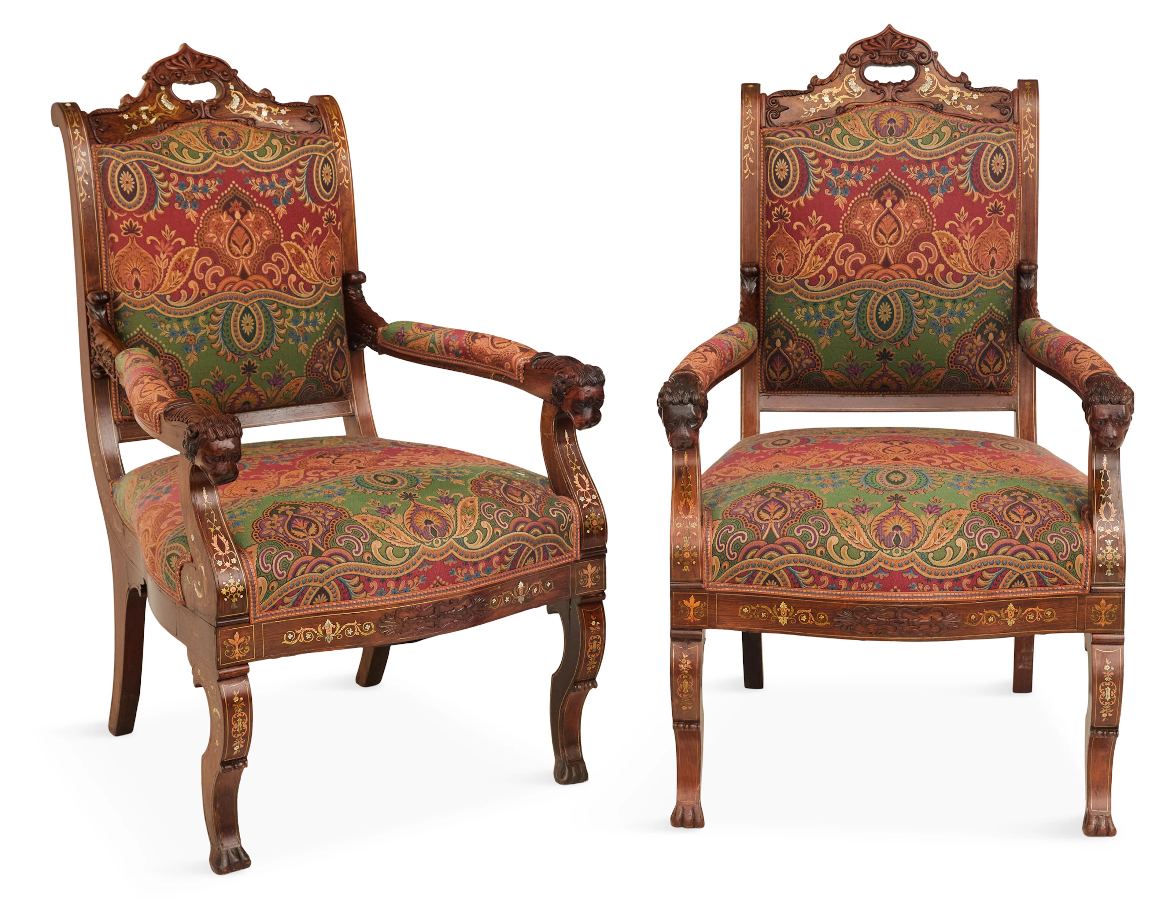 Pair of Continental Rosewood Fauteuils