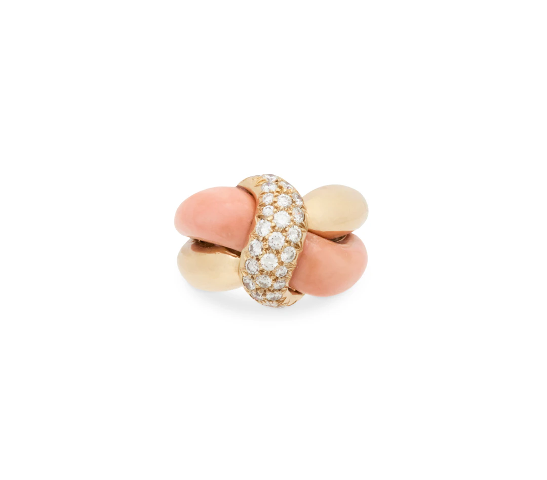 Coral and Diamond Ring