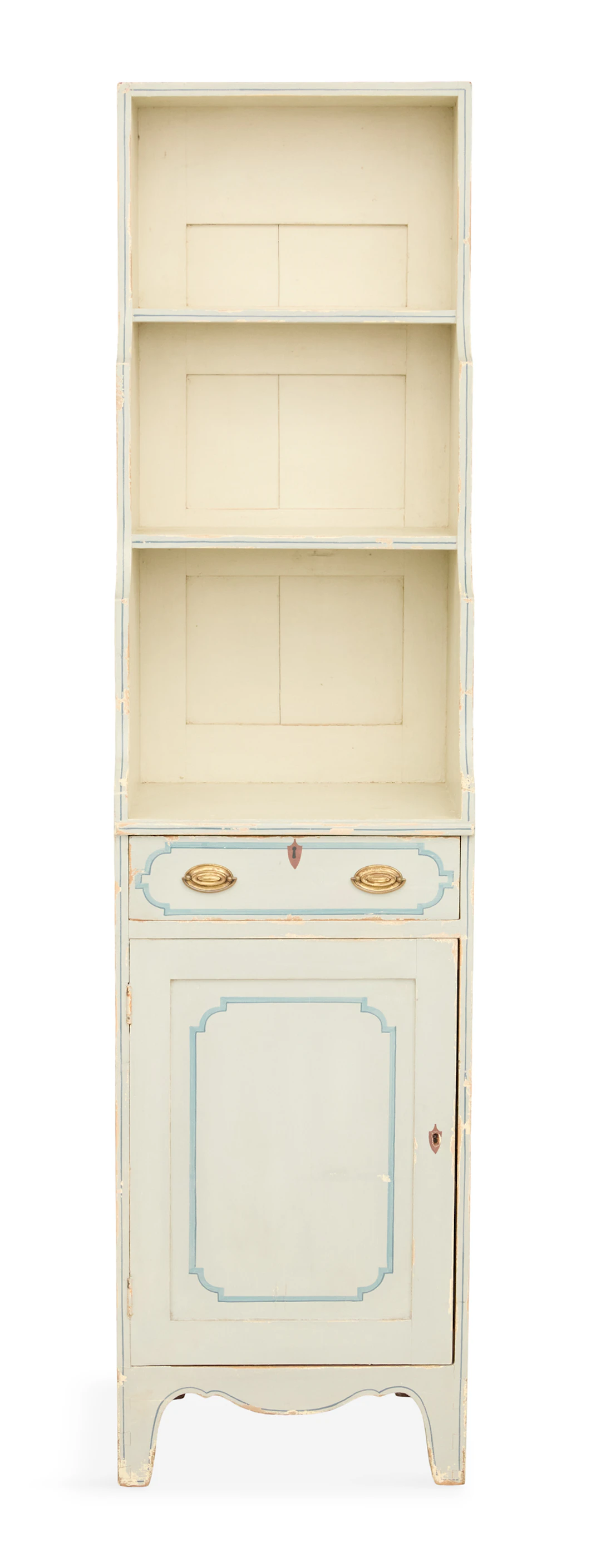 Swedish Gustavian-Style Polychrome Bookcase Cabinet