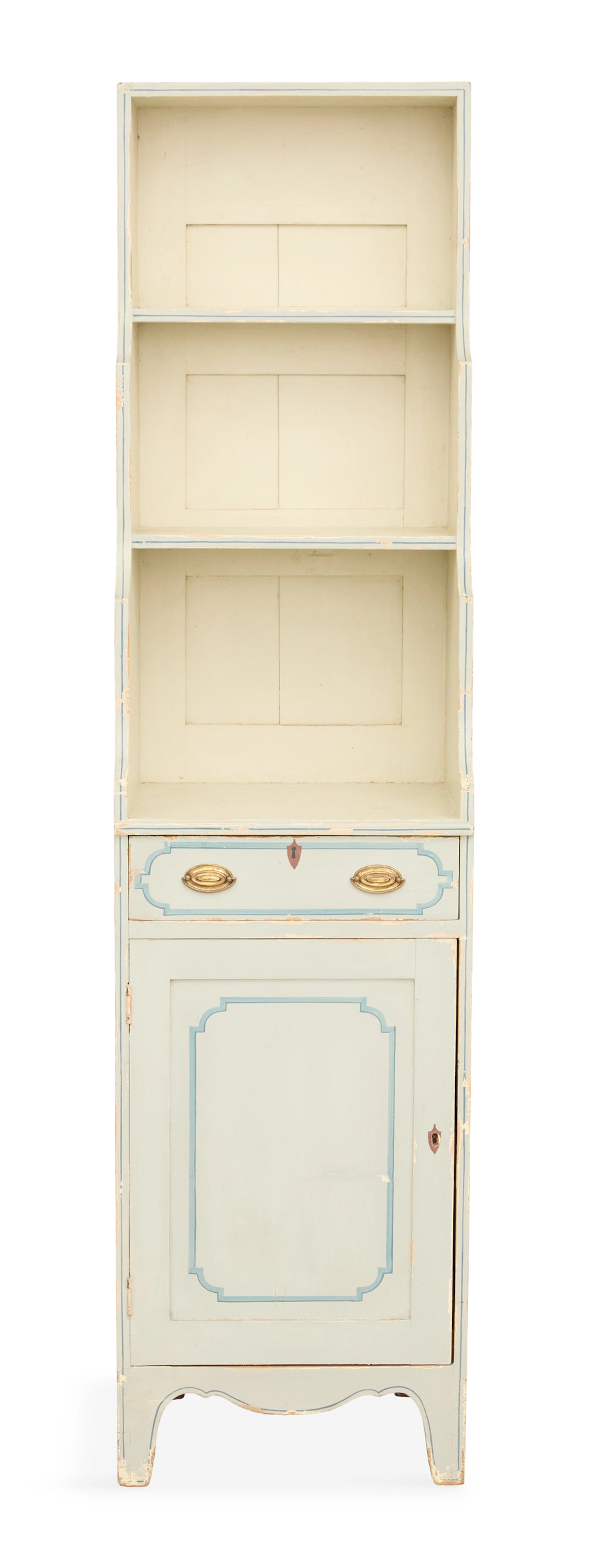 Swedish Gustavian-Style Polychrome Bookcase Cabinet