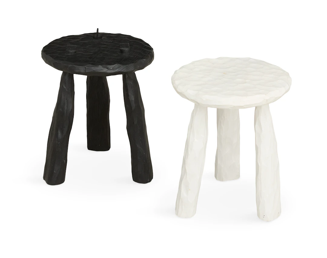 Pair of Ferreol Babin Carved Wood Stools