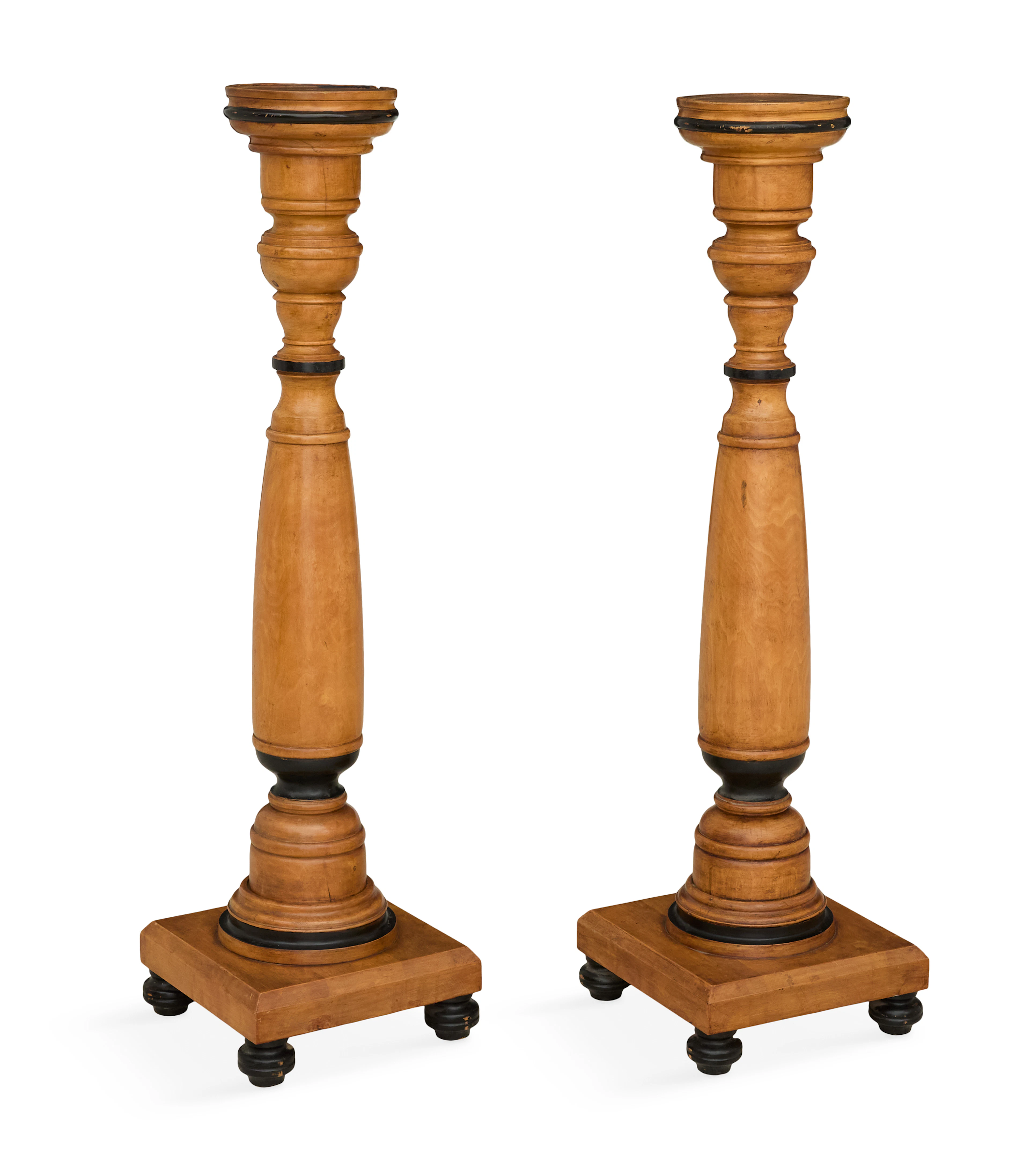 Pair of Biedermeier Fruitwood Pedestals