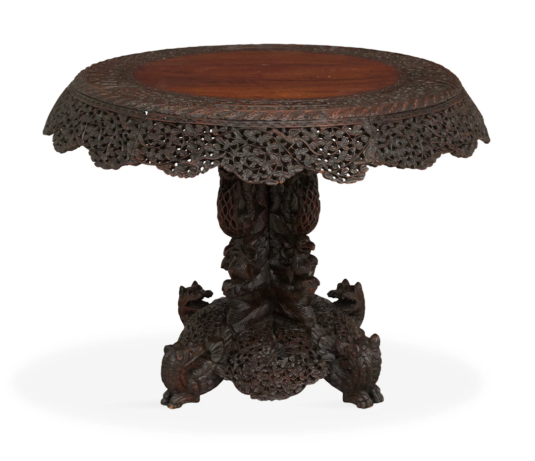 Burmese Carved Teakwood Center Table
