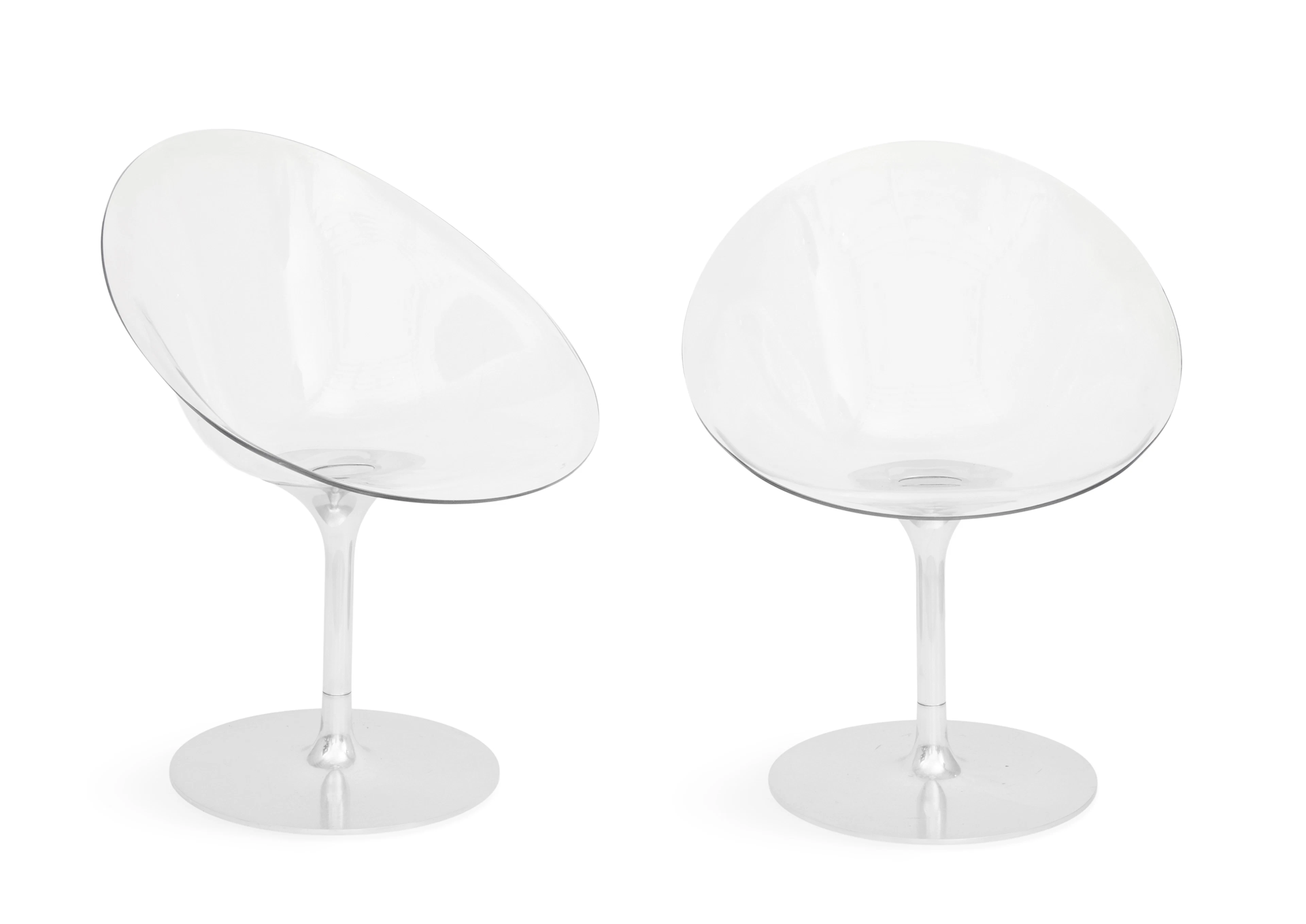 Pair of Philippe Starck Lucite and Aluminum Swivel "ERO|S|" Chairs