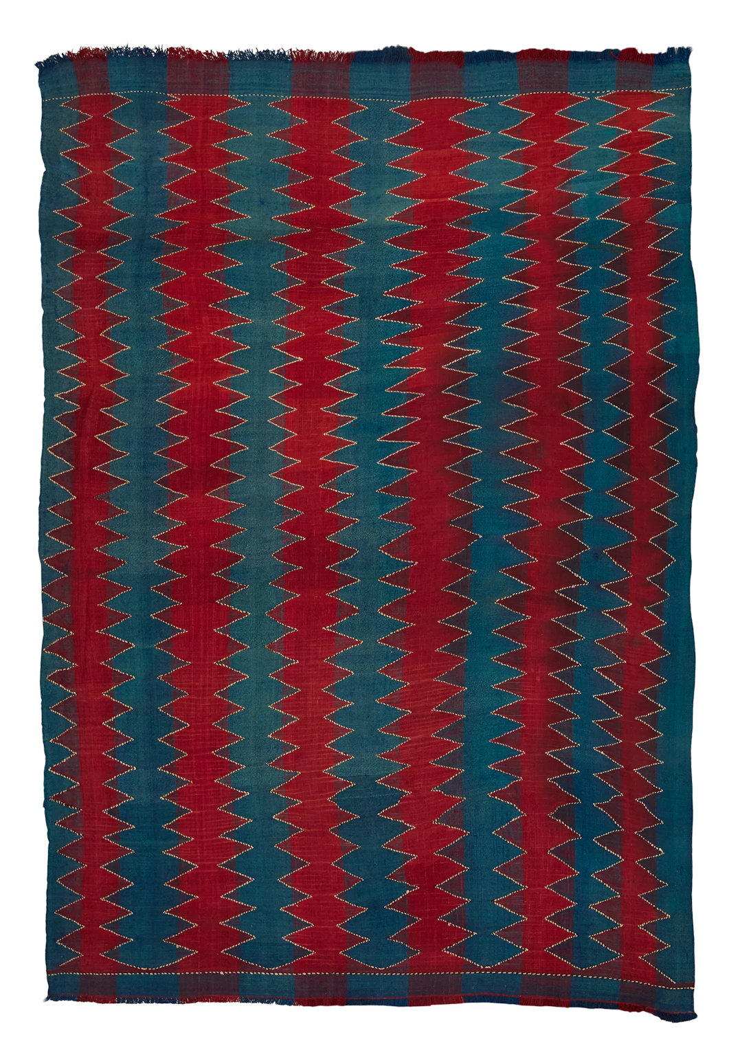 Indigo Blue and Carmine Red Tribal Rug