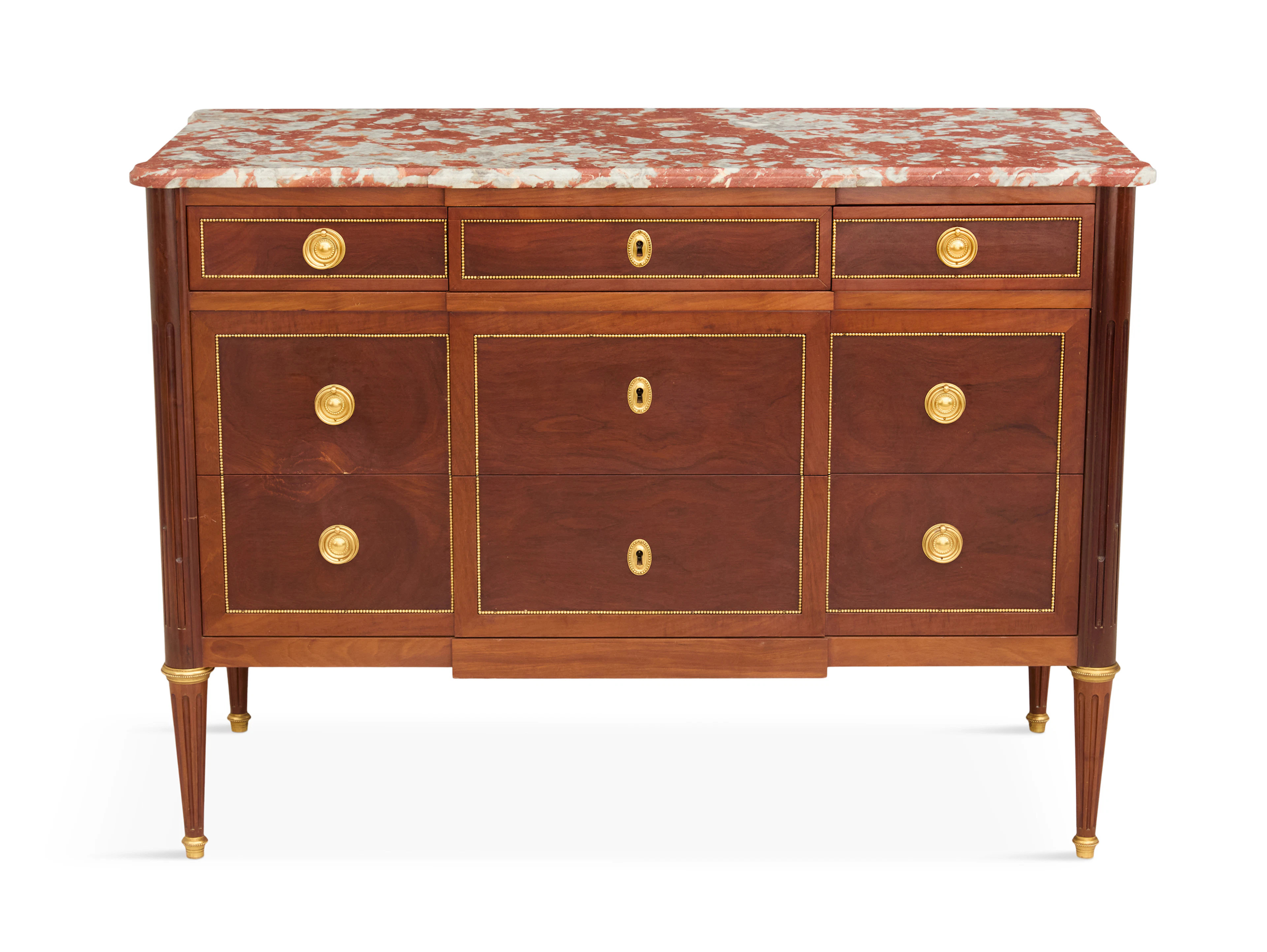 Louis XVI-Style Mahogany and Marble-Top Commode