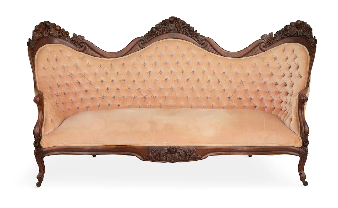 American Rococo Revival Laminated Rosewood Sofa