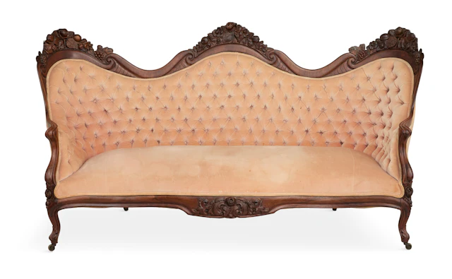 American Rococo Revival Laminated Rosewood Sofa