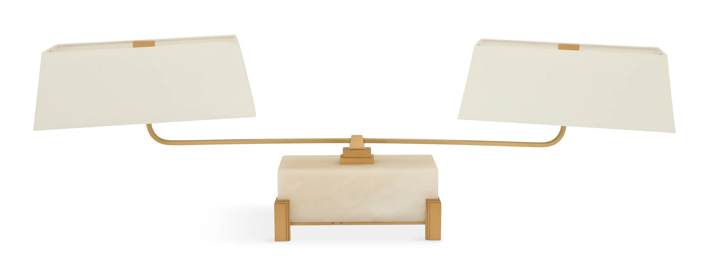 Art Deco-Style Alabaster Dual Arm Table Lamp