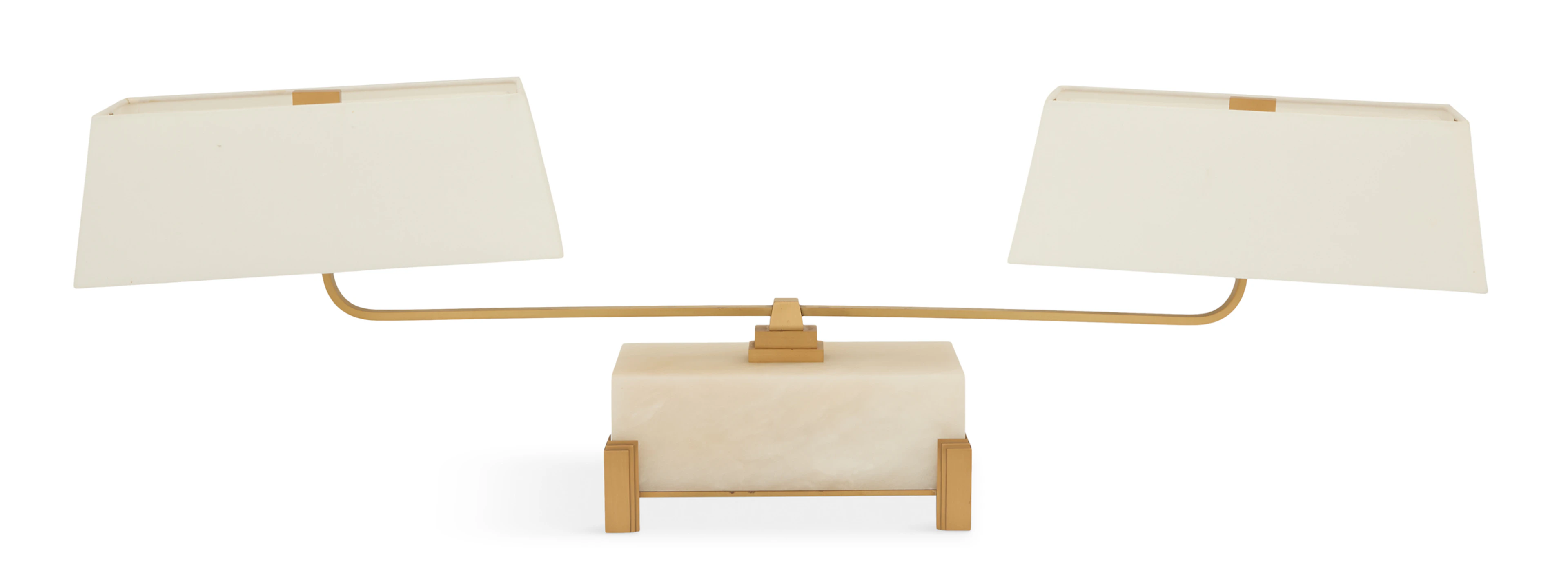 Art Deco-Style Alabaster Dual Arm Table Lamp