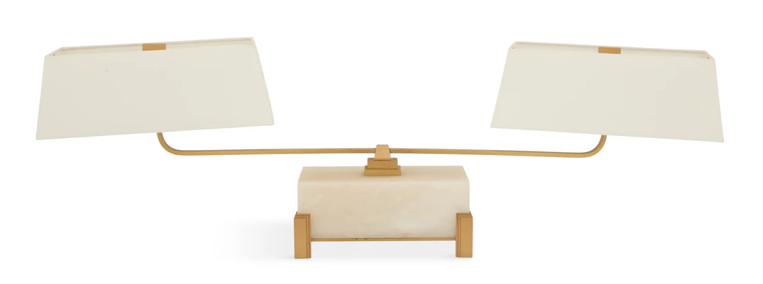 Art Deco-Style Alabaster Dual Arm Table Lamp