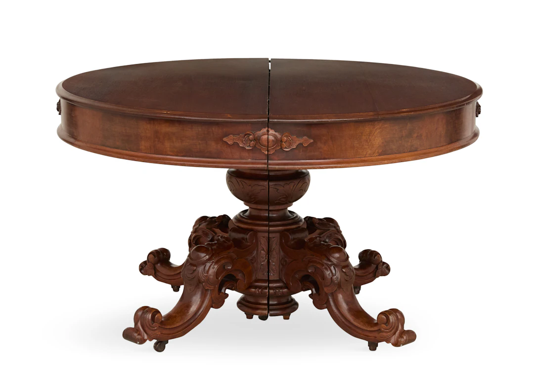 American Rococo Revival Walnut Extension Dining Table
