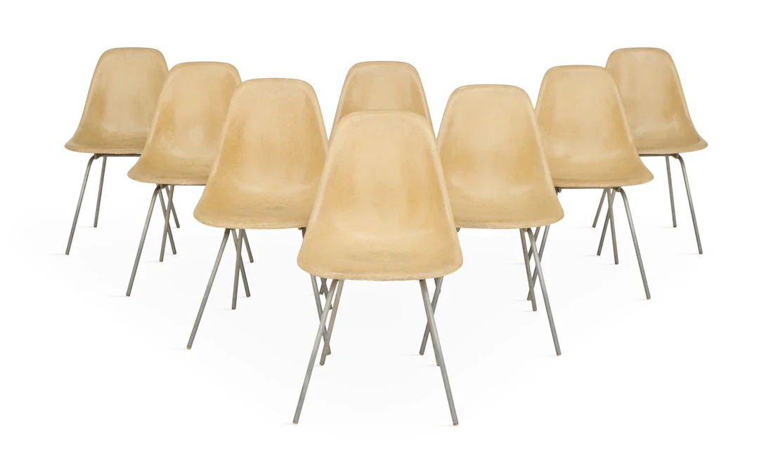 Eight Herman Miller Fiberglass Shell Chairs