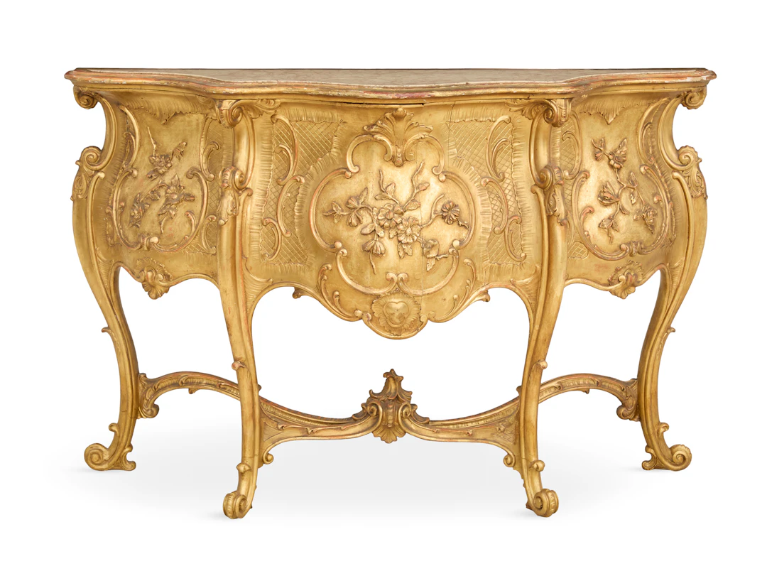 French Giltwood and Marble-Top Console Table
