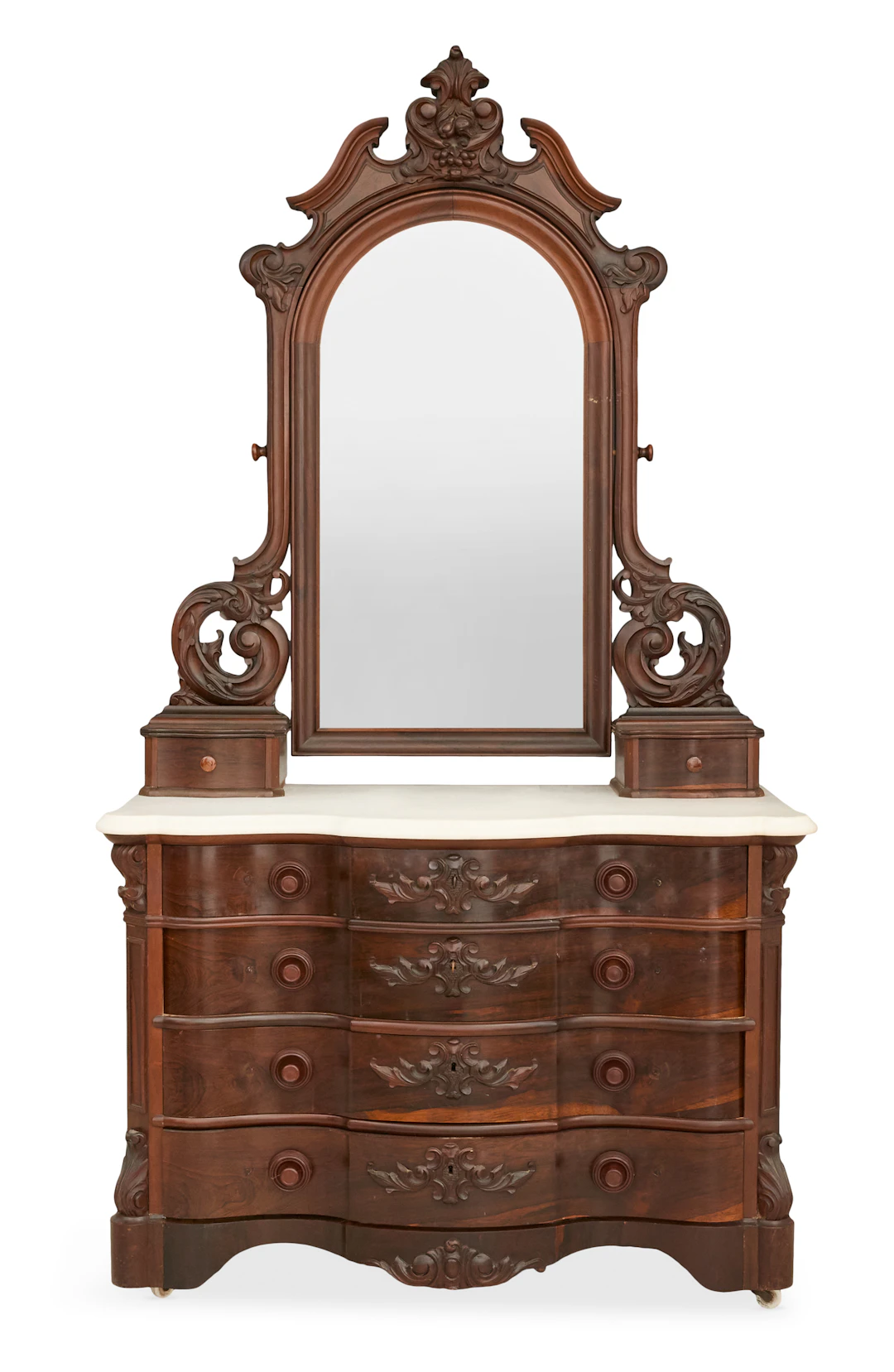 Fine American Rococo Revival Rosewood and Marble-Top Dresser