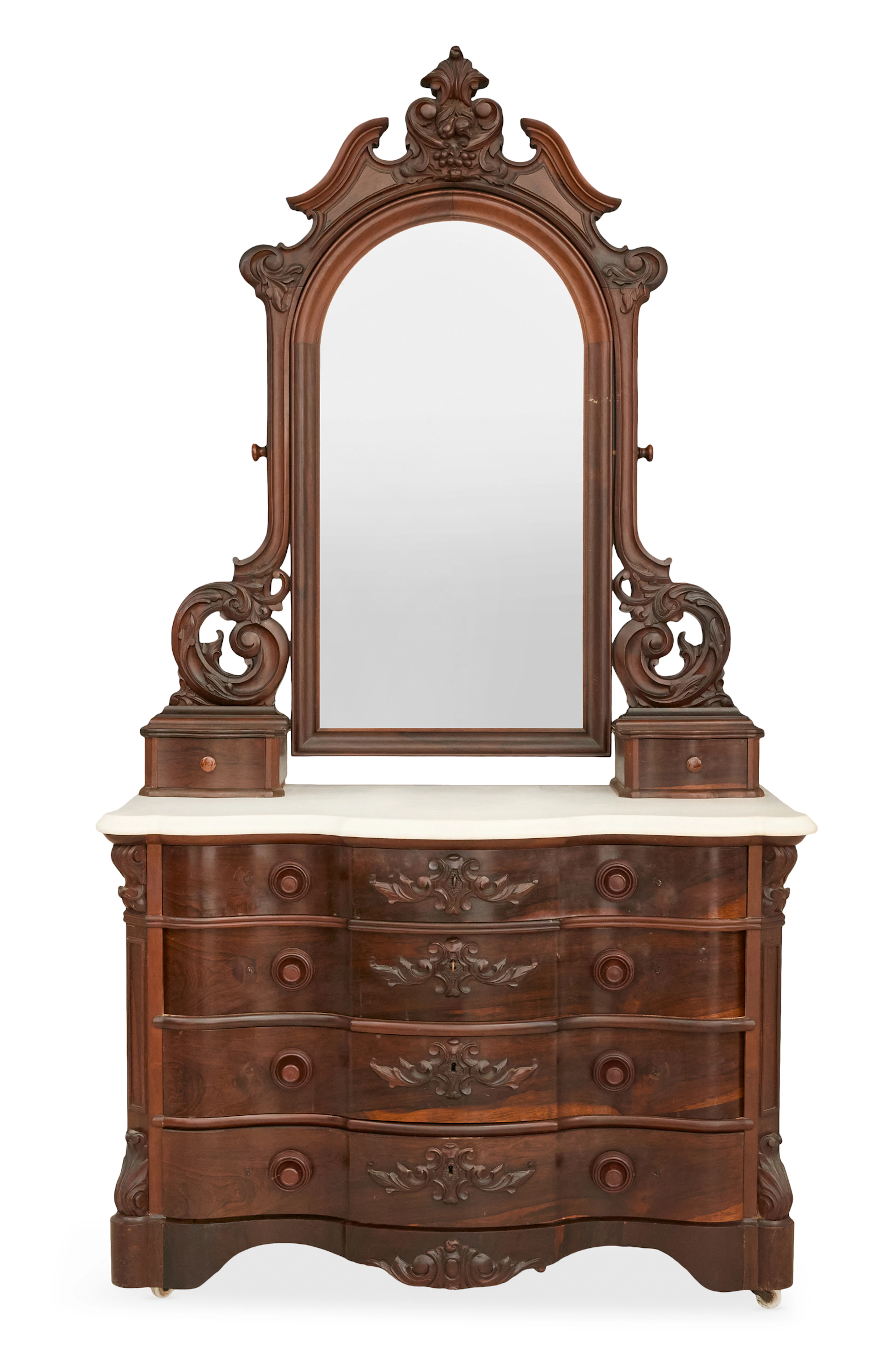 Fine American Rococo Revival Rosewood and Marble-Top Dresser