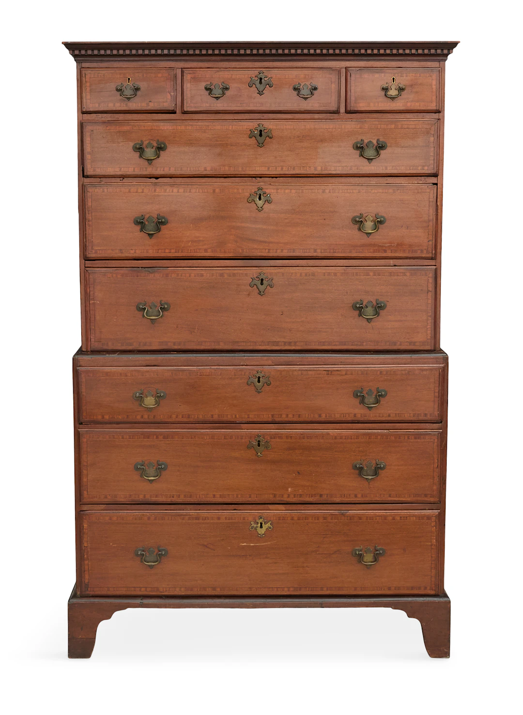 George III Banded Mahogany Chest-on-Chest