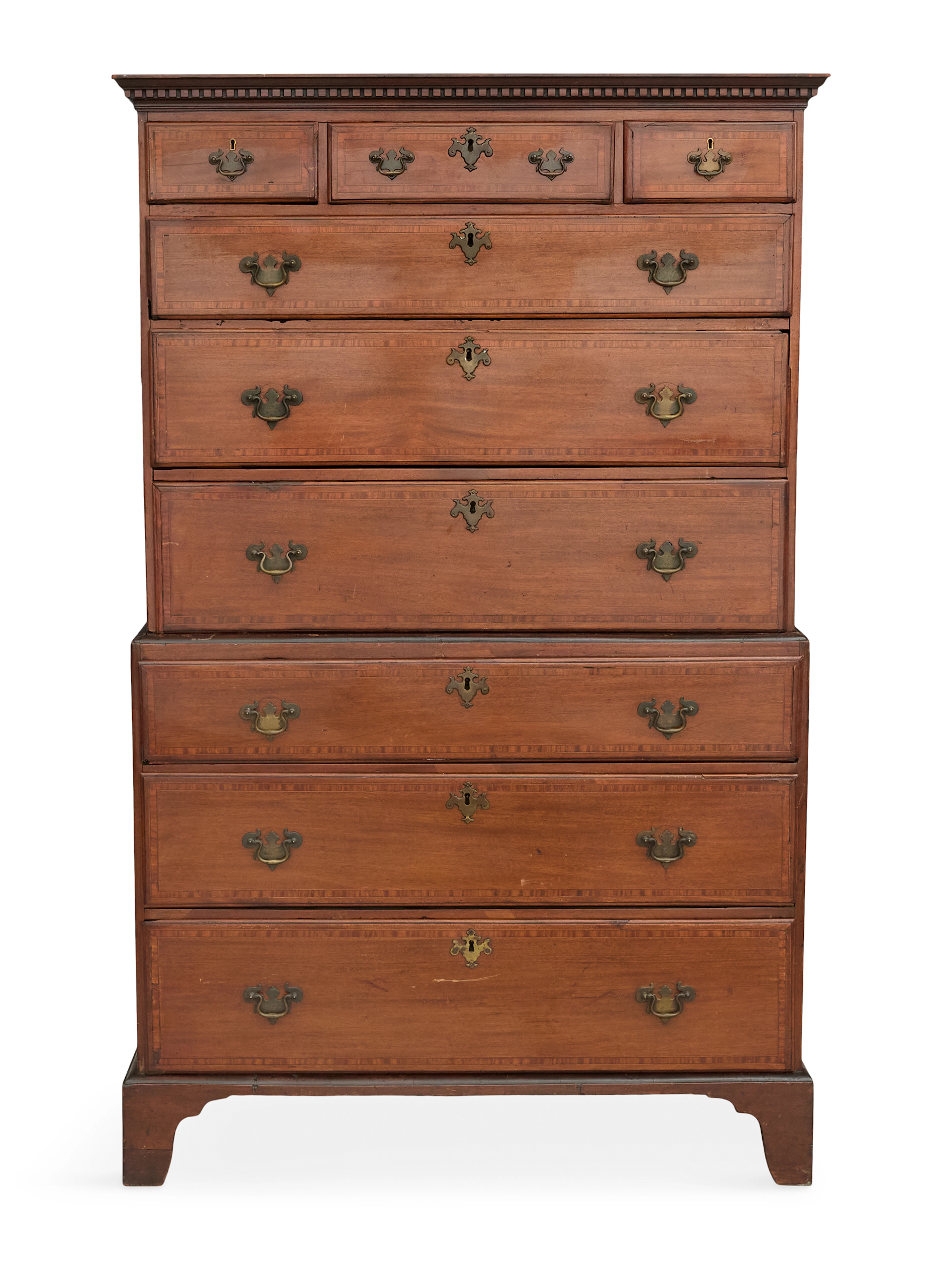 George III Banded Mahogany Chest-on-Chest