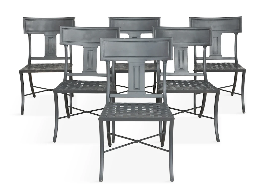 Set of Six Metal Klismos Chairs