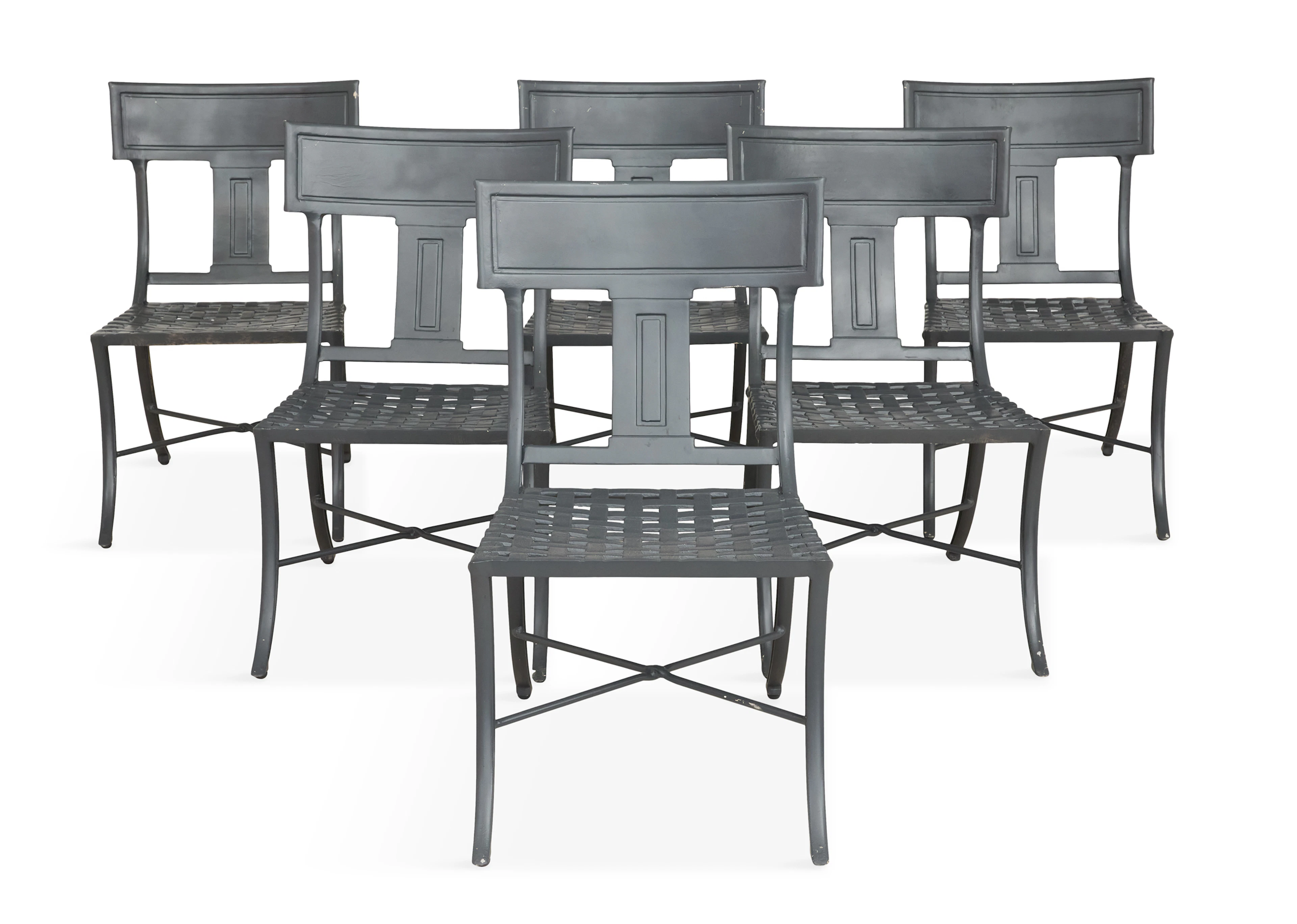 Set of Six Metal Klismos Chairs