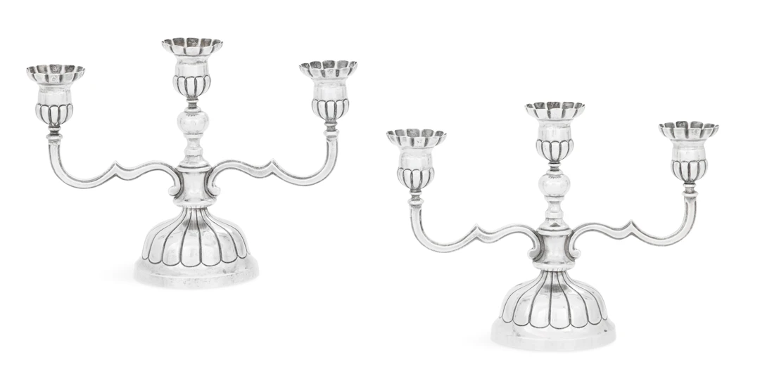 Pair of Mexican Sterling Silver Candelabra