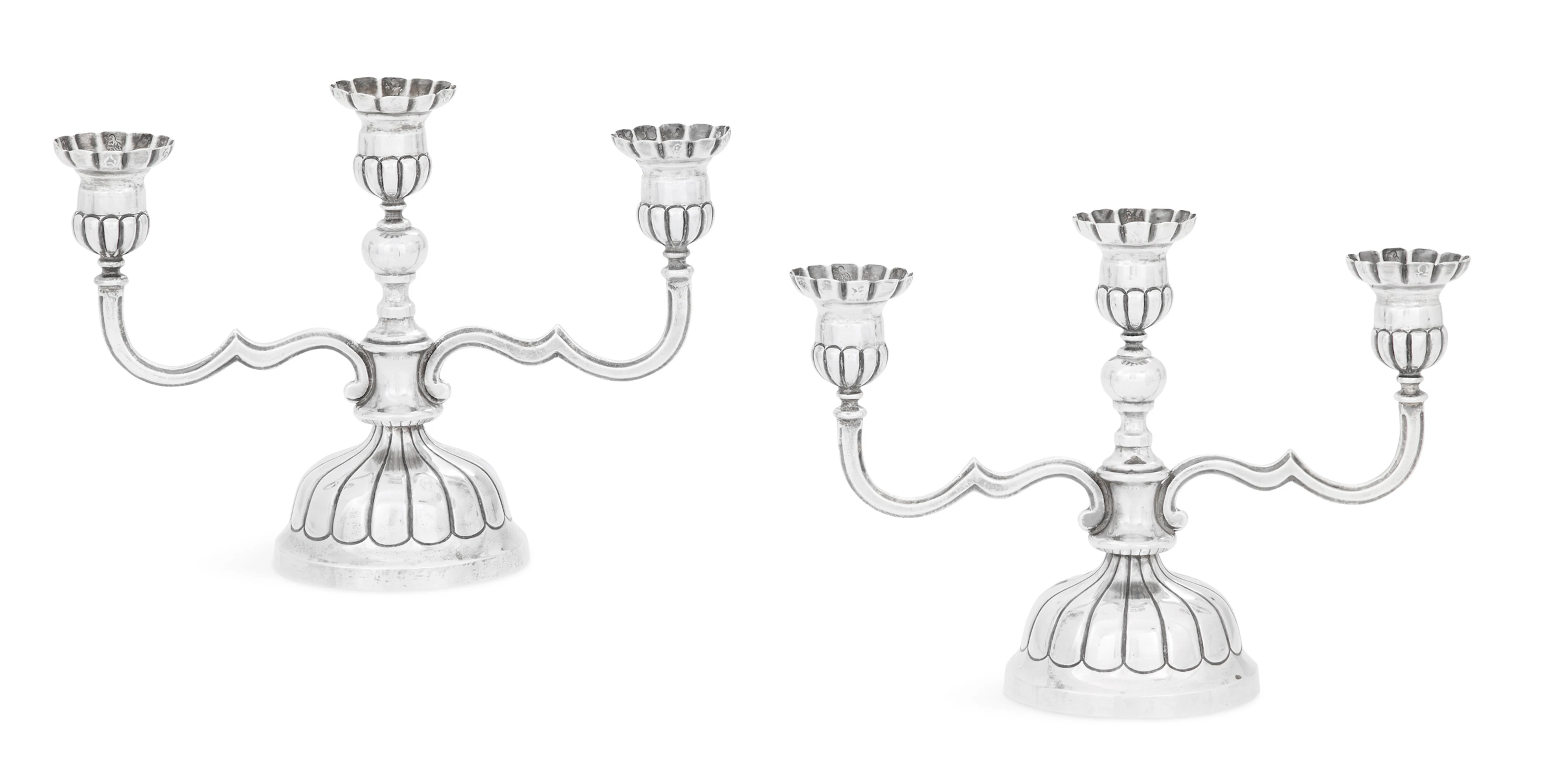 Pair of Mexican Sterling Silver Candelabra