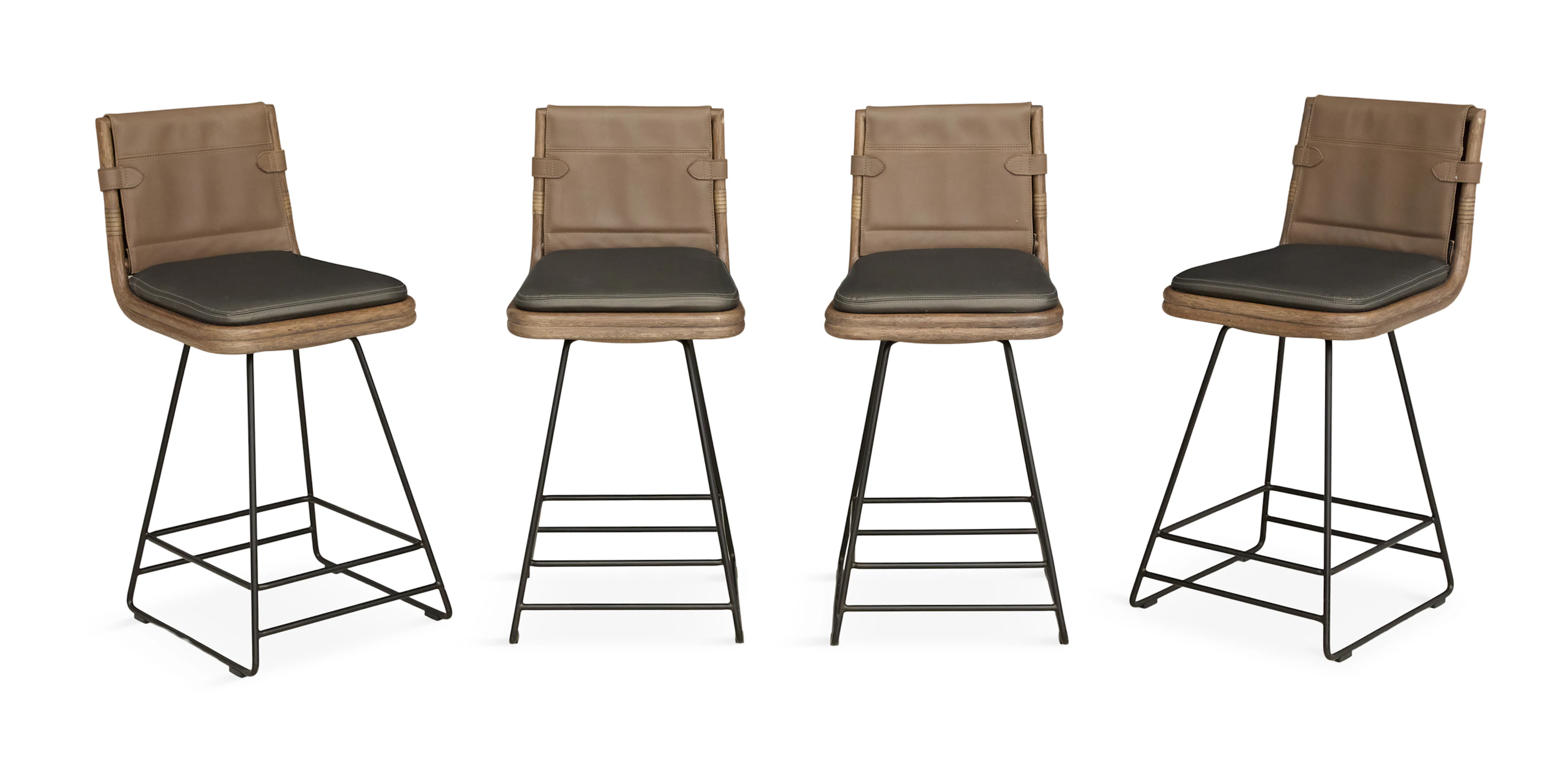 Four McGuire "Bercut" Swivel Counter Stools