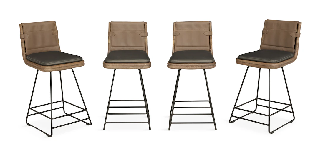 Four McGuire "Bercut" Swivel Counter Stools
