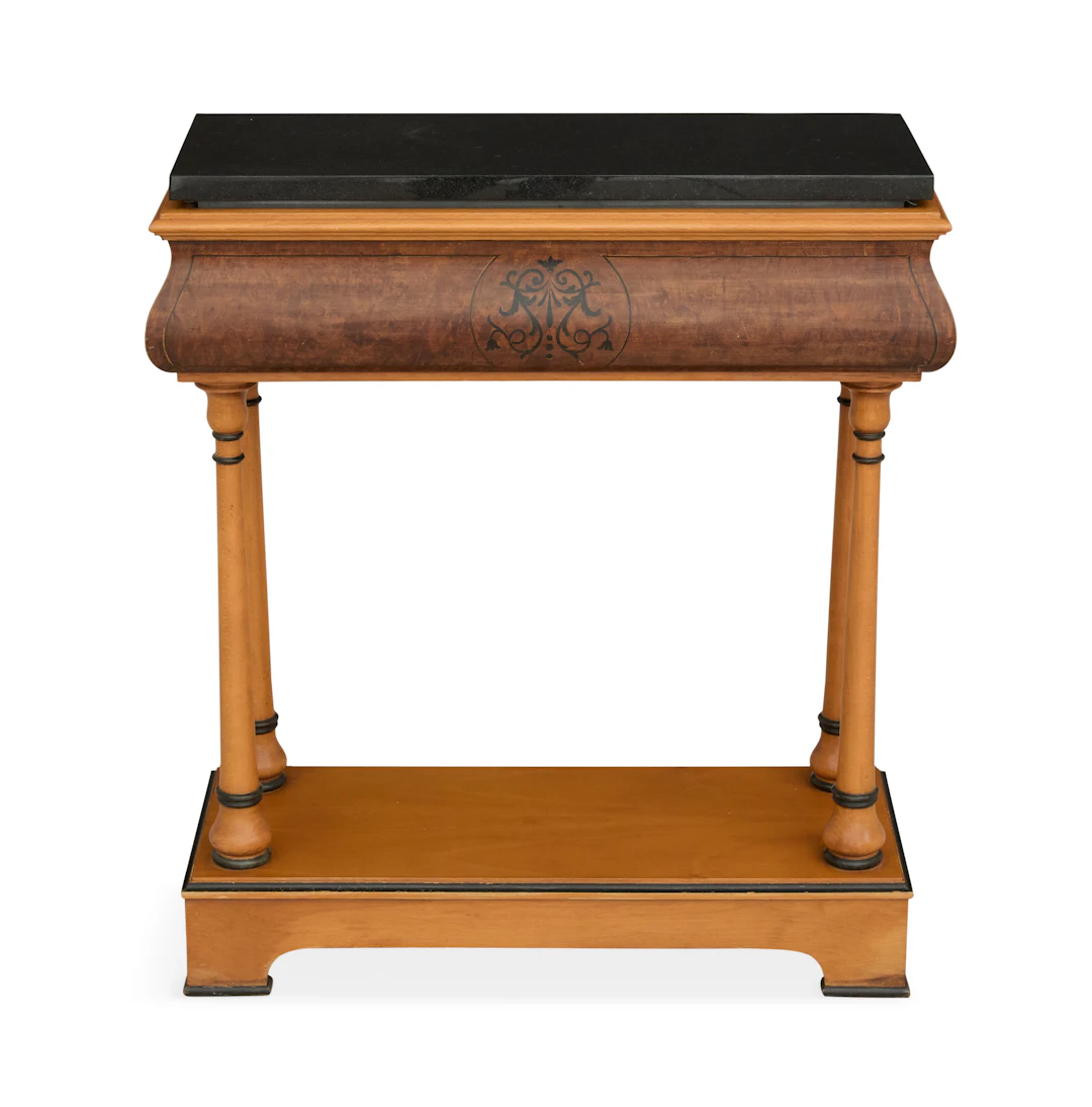 Biedermeier-Style Fruitwood and Marble-Top Occasional Table