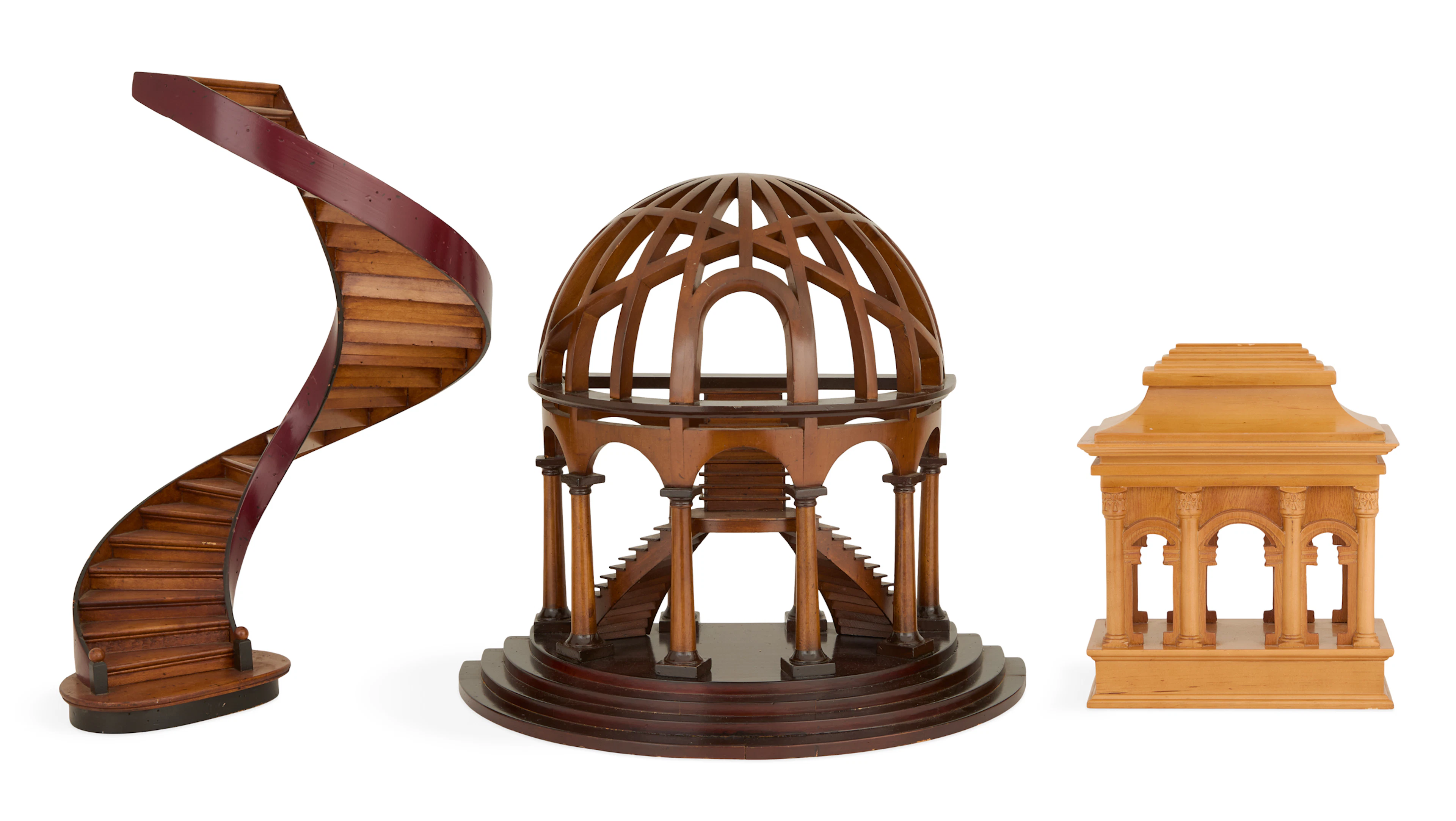 Collection of Three Wooden Architectural Models