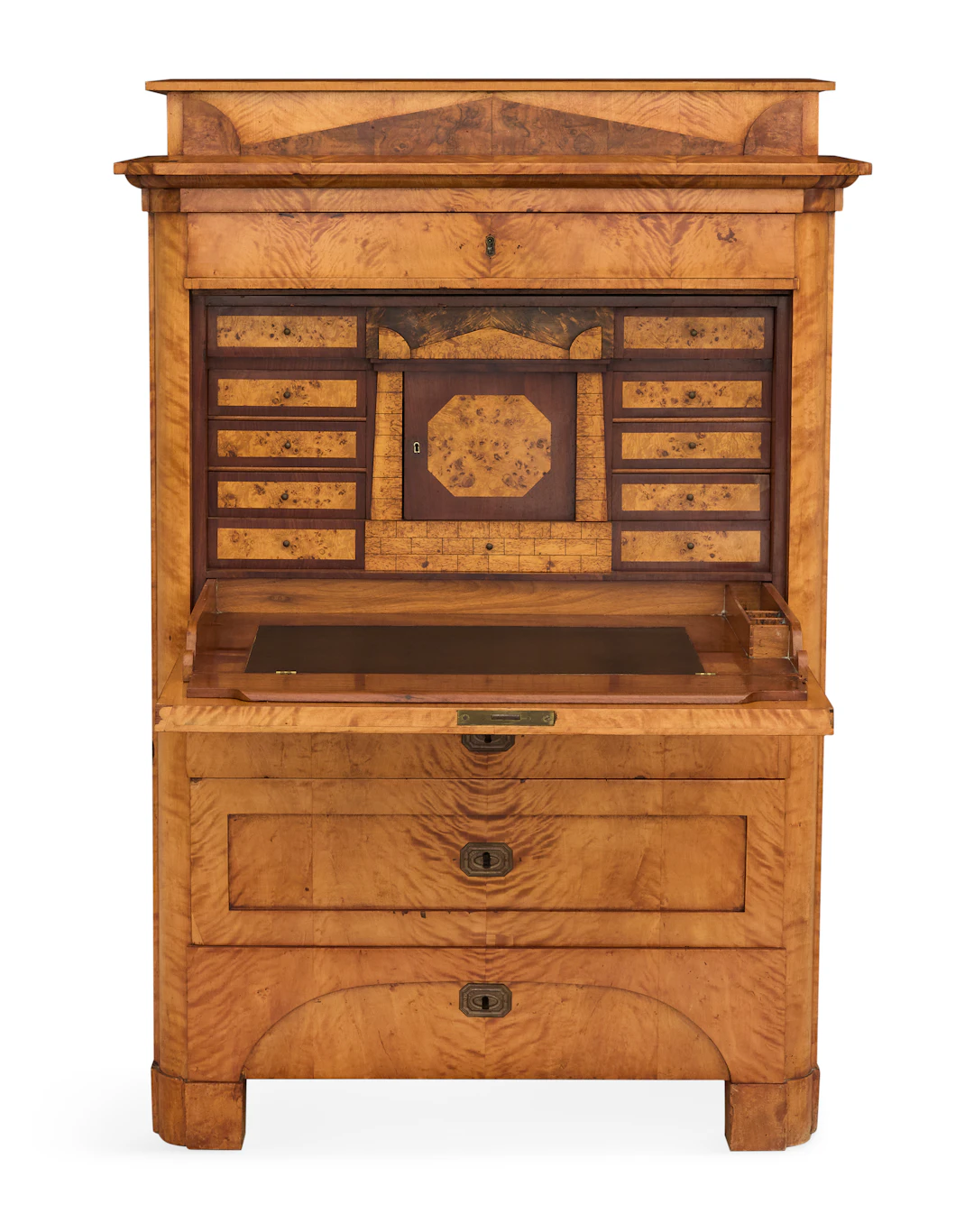 Biedermeier-Style Fruitwood Secretaire a Abattant
