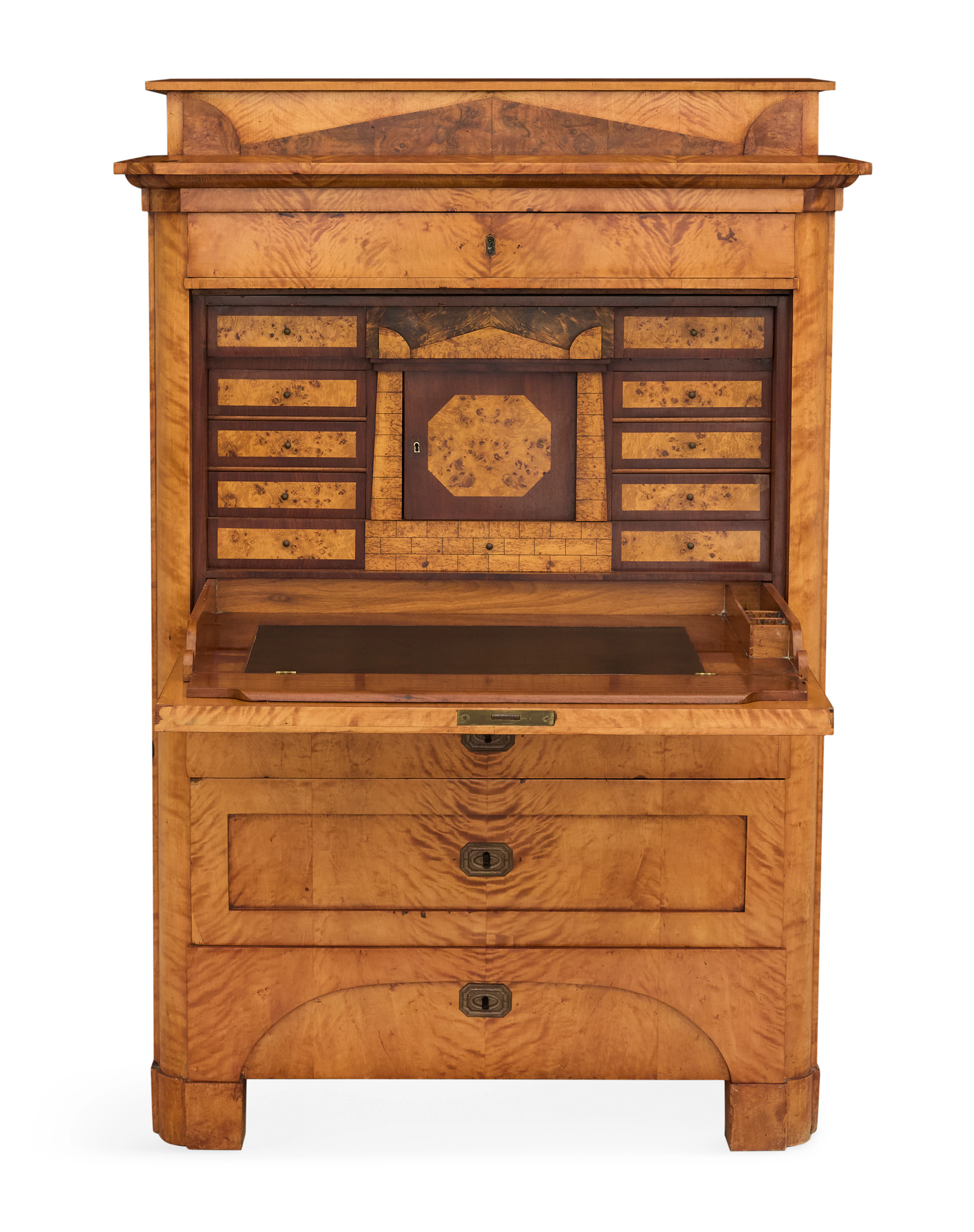 Biedermeier-Style Fruitwood Secretaire a Abattant